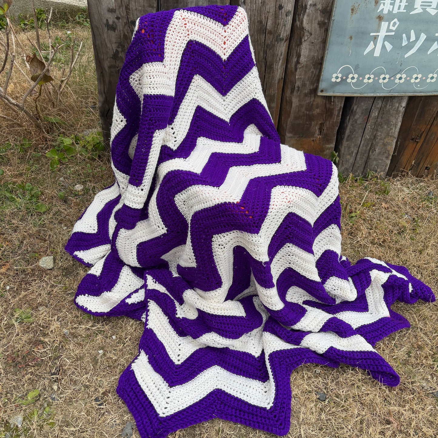 【USA vintage】granny blanket purple