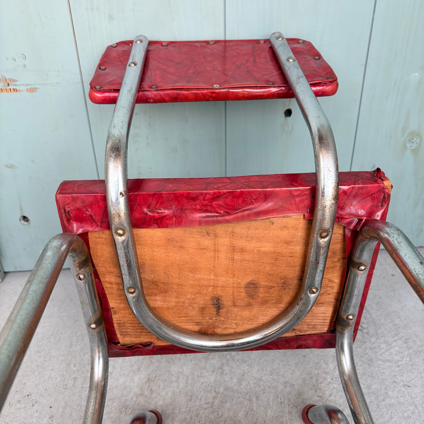 【1950s-1960s USA vintage】Red Step-Up Chair
