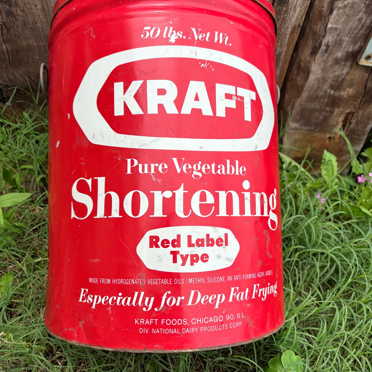 【1950s-1960s USA vintage】KRAFT Pure Vegetable Shortening 50lb Tin Can
