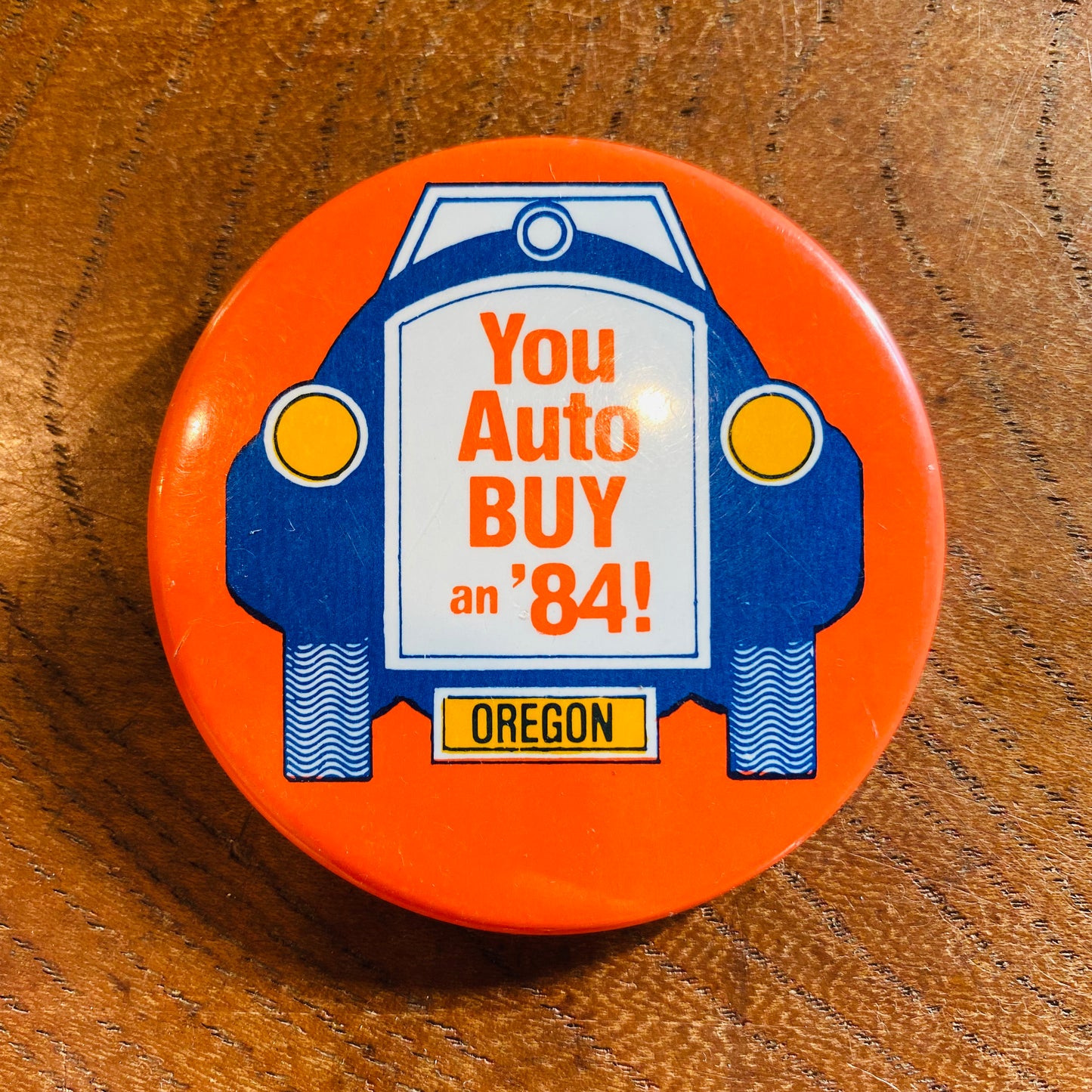 【1984 USA vintage】缶バッジ 車 OREGON