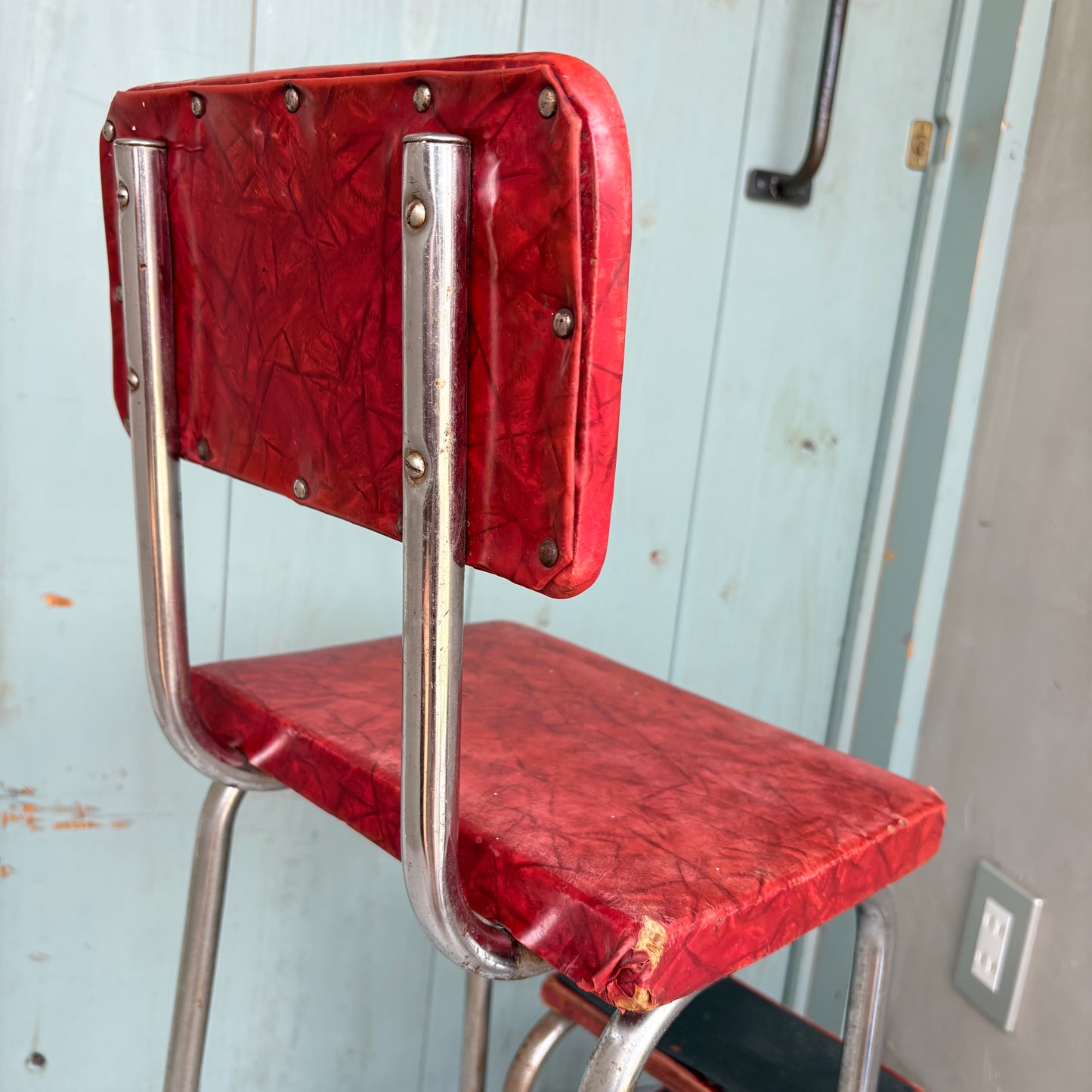 【1950s-1960s USA vintage】Red Step-Up Chair