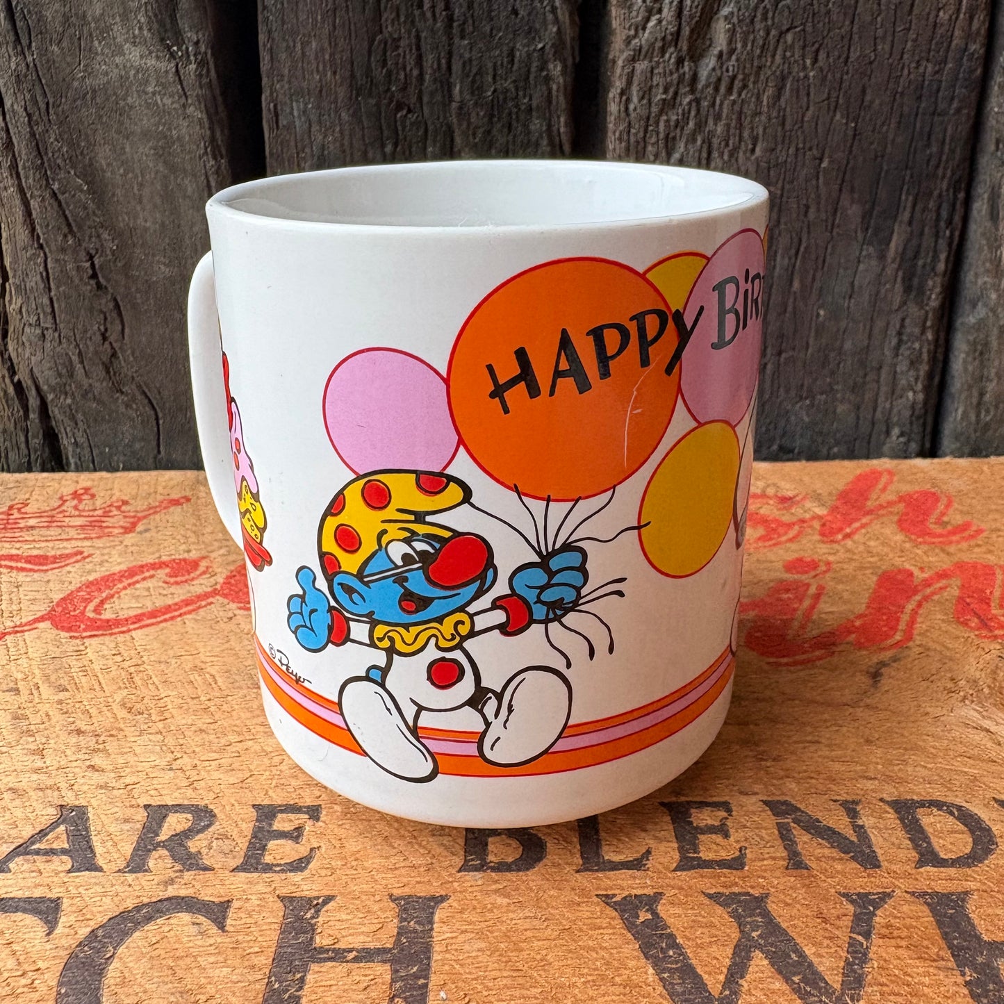 【1980s vintage】Smurfs Happy Birthday Mug