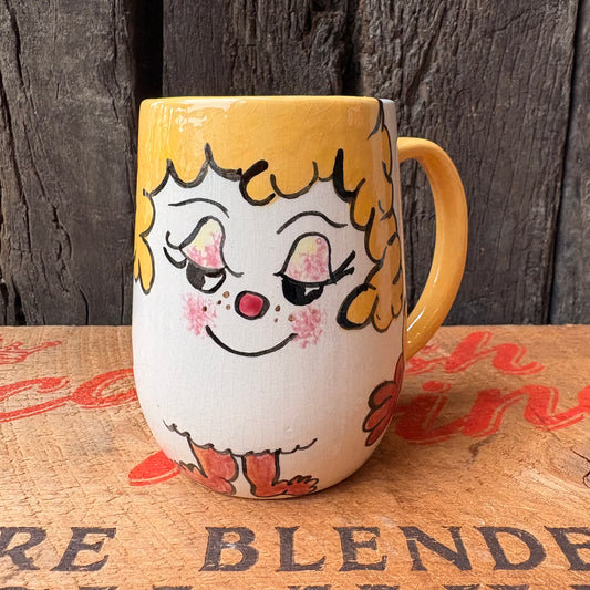 【1970s USA Vintage】 Hand-Painted Girl Character Mug