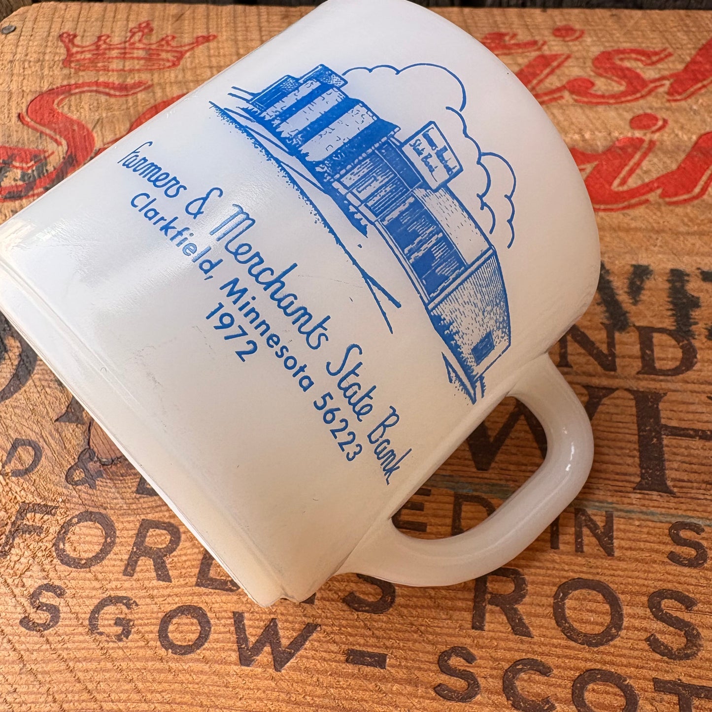【1970s USA vintage】FEDERAL Glass MugFarmers & Merchants State Bank