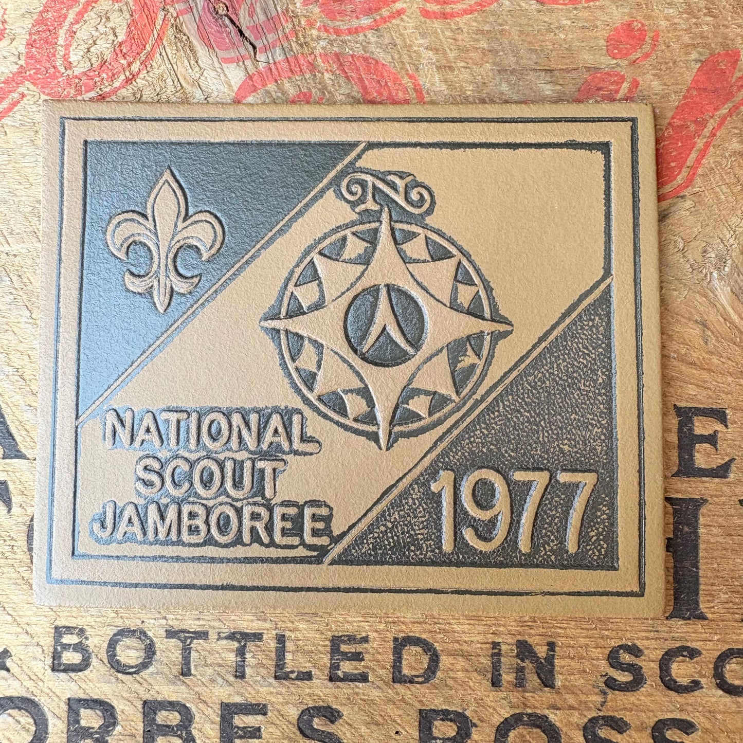 【1970s USA vintage】BOY SCOUT NATIONAL SCOUT JAMBOREE 1977 Leather Emblem