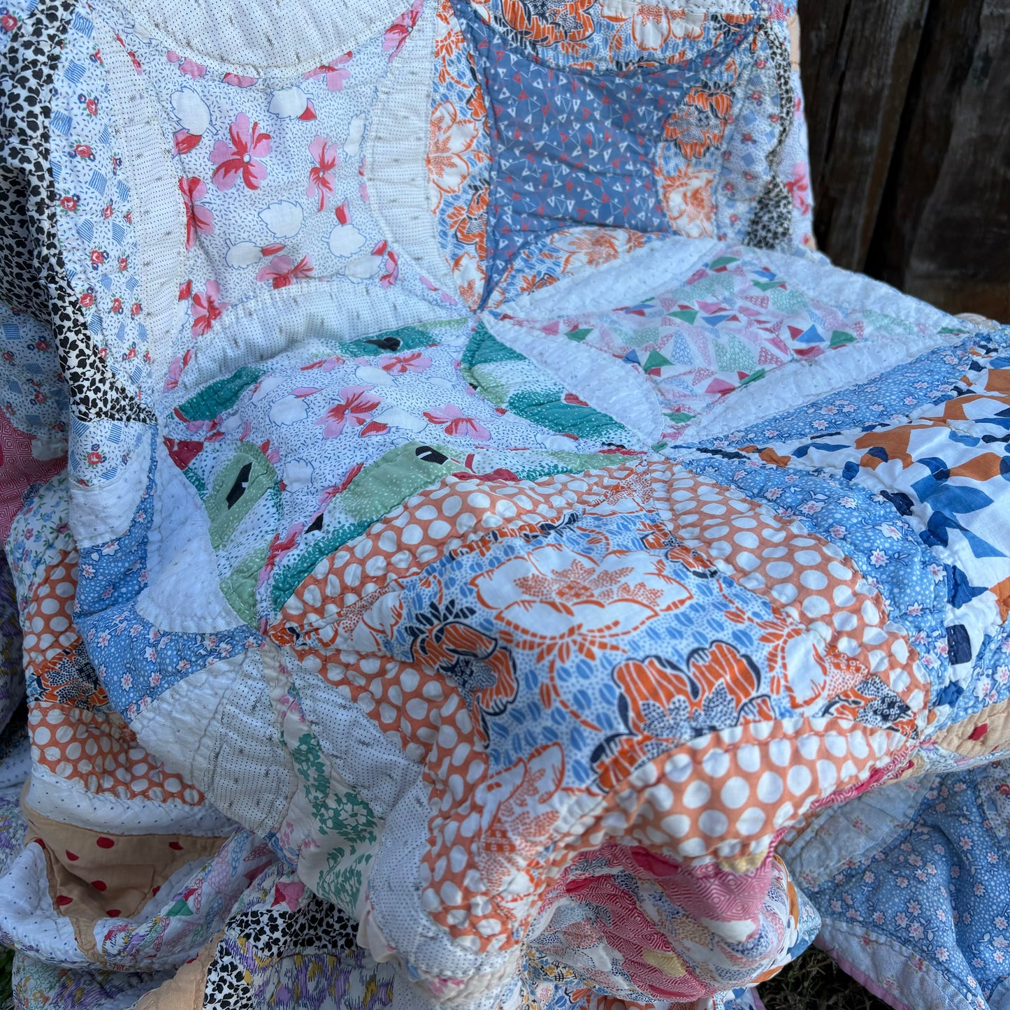 【USA vintage】feed sack antique quilt