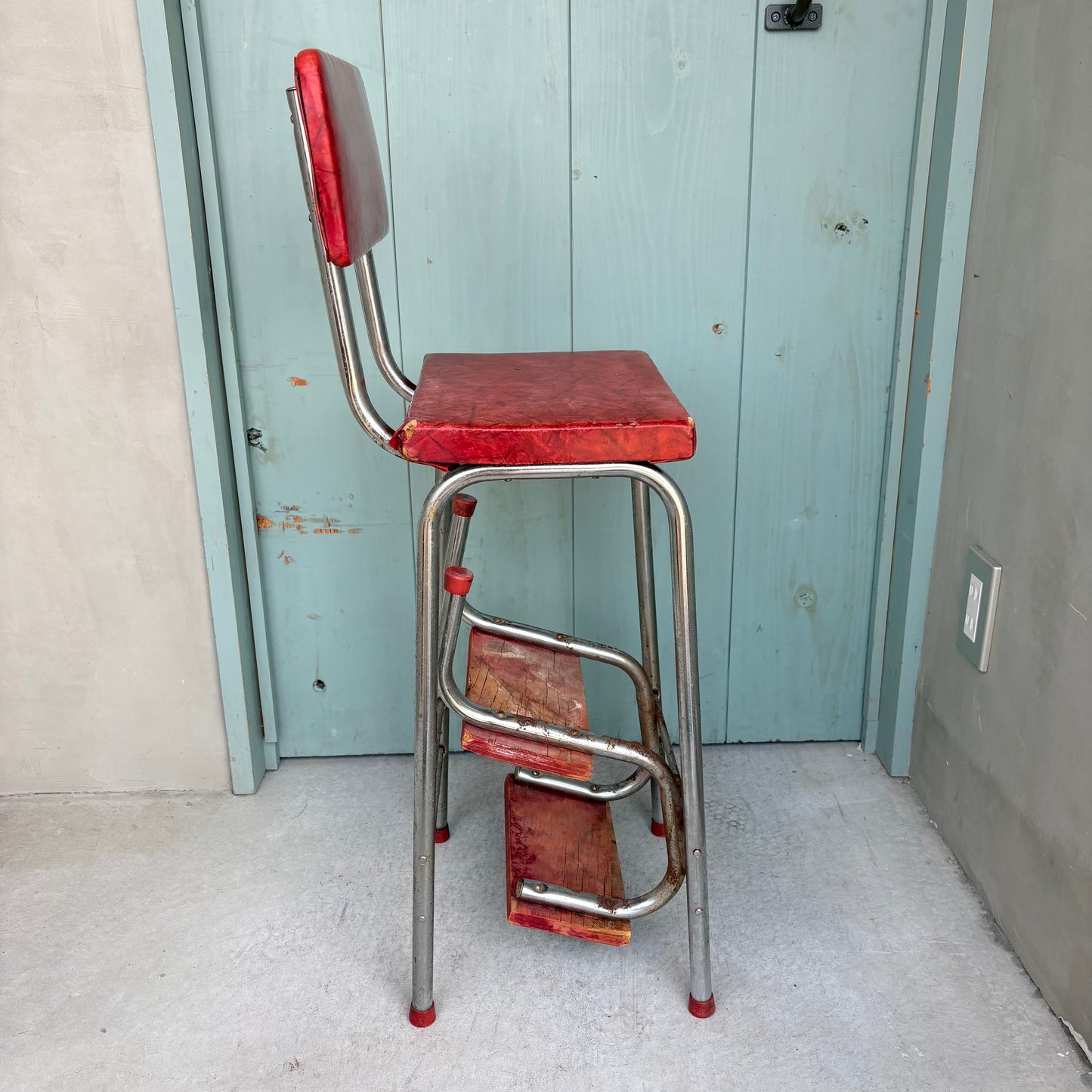 【1950s-1960s USA vintage】Red Step-Up Chair