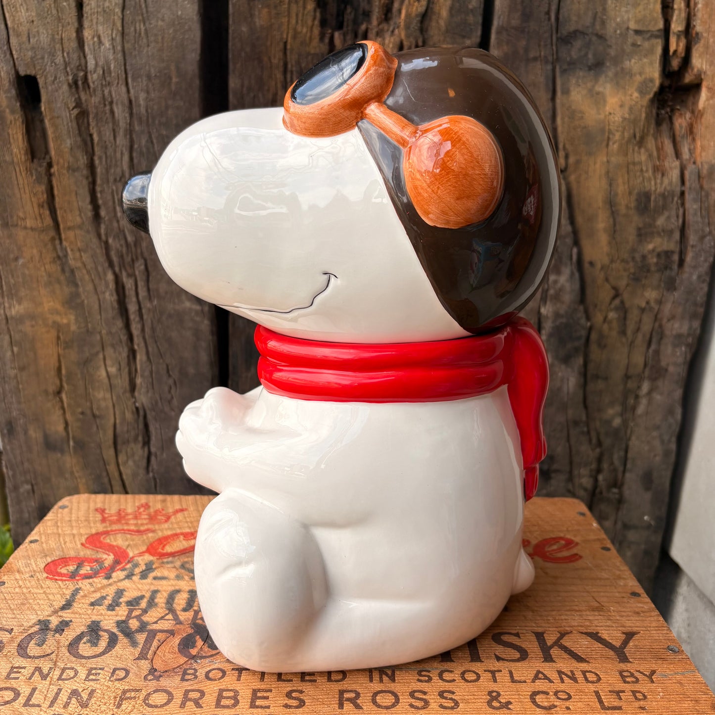 【1990s vintage】SNOOPY Flying Ace Cookie Jar Peanuts Benjamin & Medwin