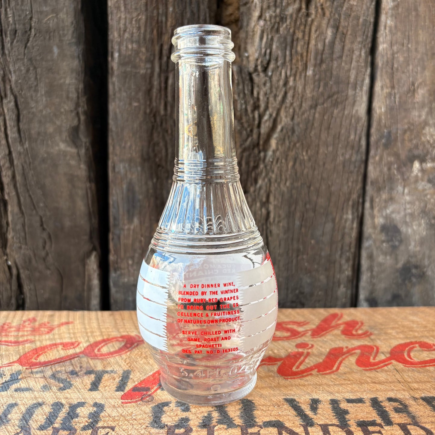 【1960s-1970s USA vintage】REGINA Cucamonga Red Chianti Glass Bottle