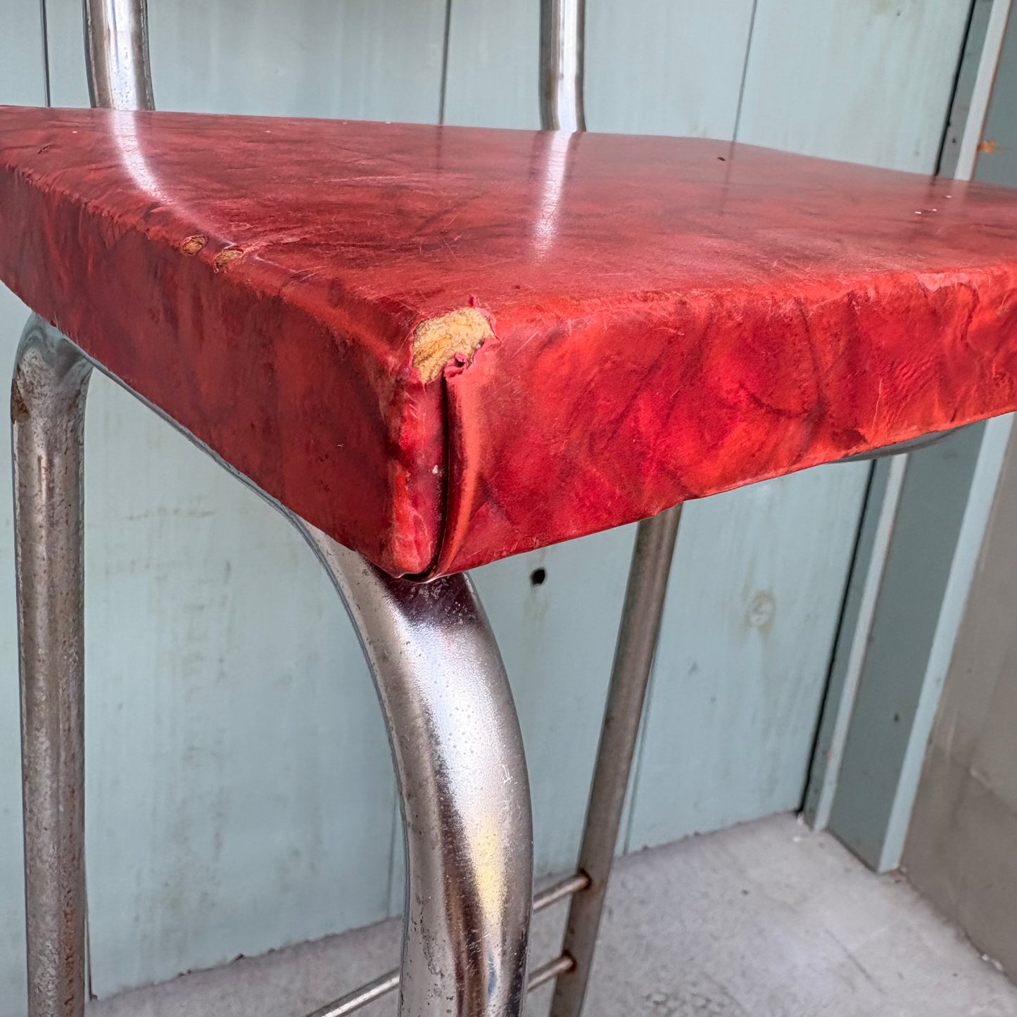 【1950s-1960s USA vintage】Red Step-Up Chair