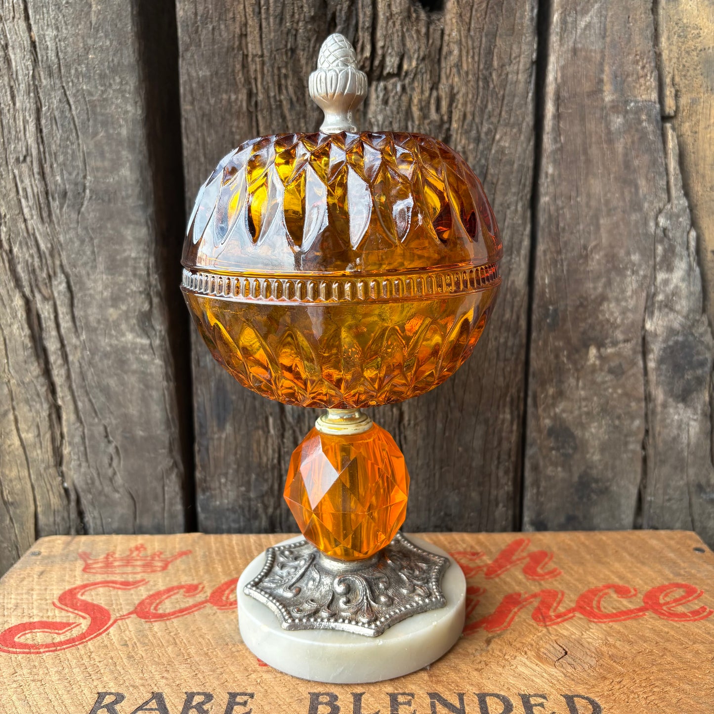 【USA Vintage】Amber Glass Candy Dish