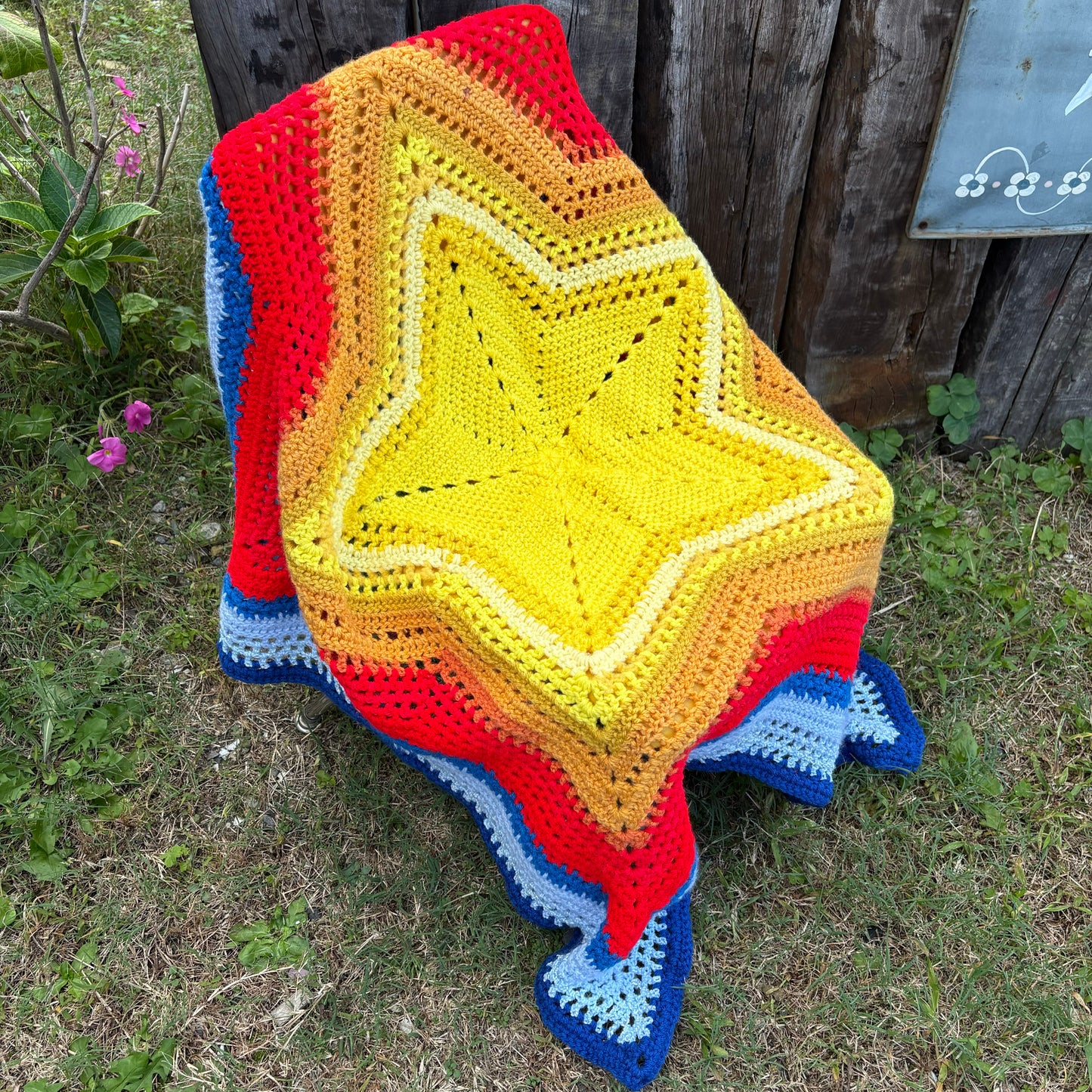 【USA vintage】granny blanket STAR