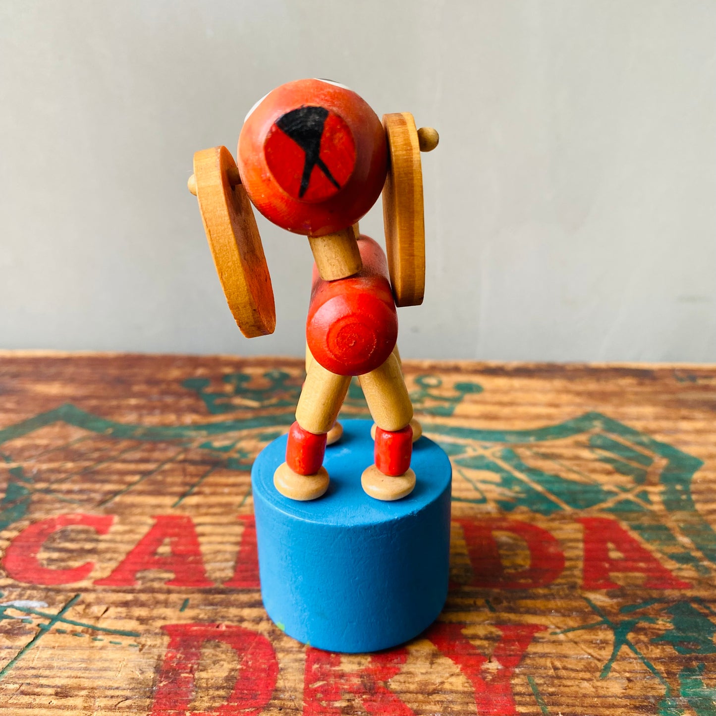 【Czechia vintage】 wooden push up toy