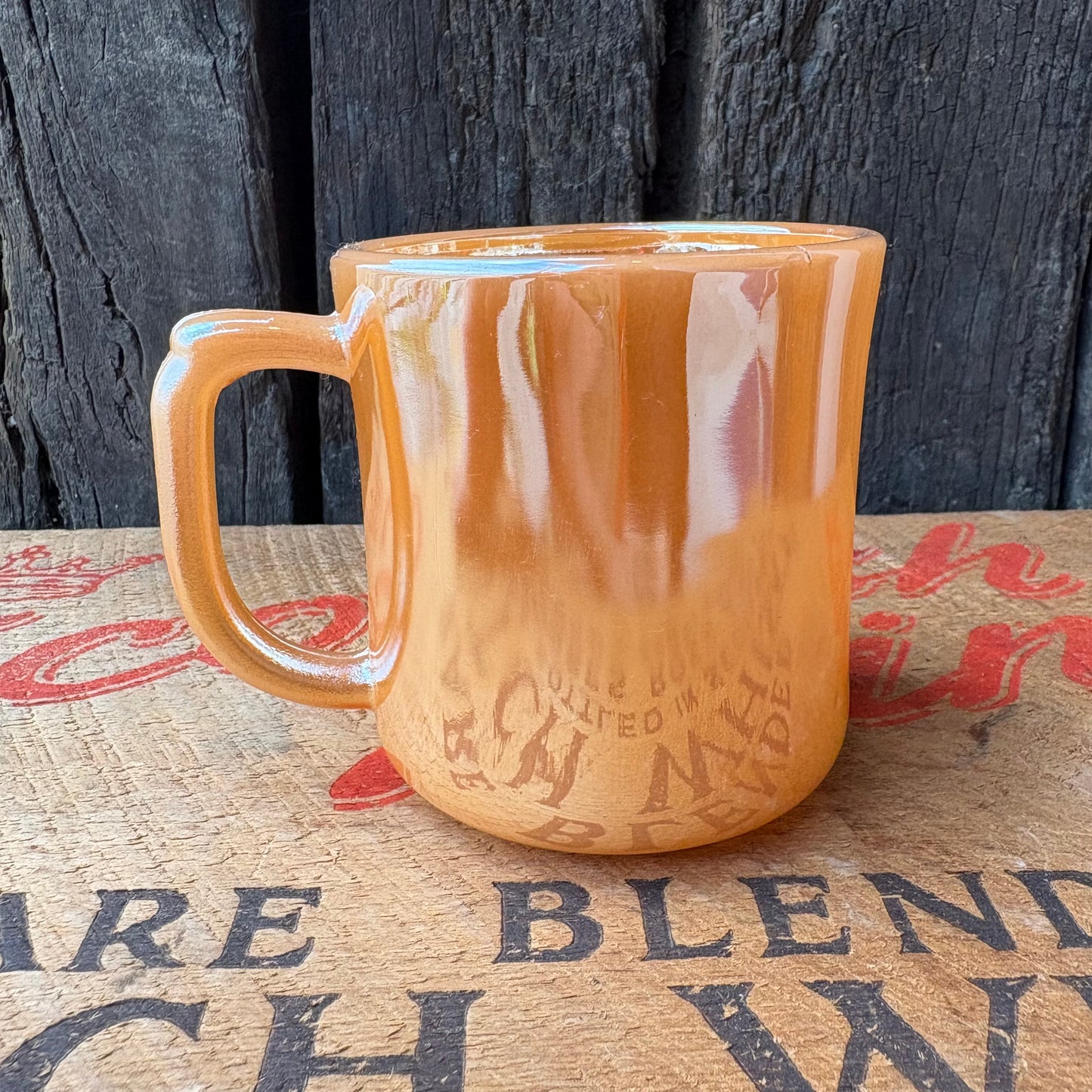 【1951-1960 USA vintage】Fire-King “Peach Lustre” Tom & Jerry Mugcup
