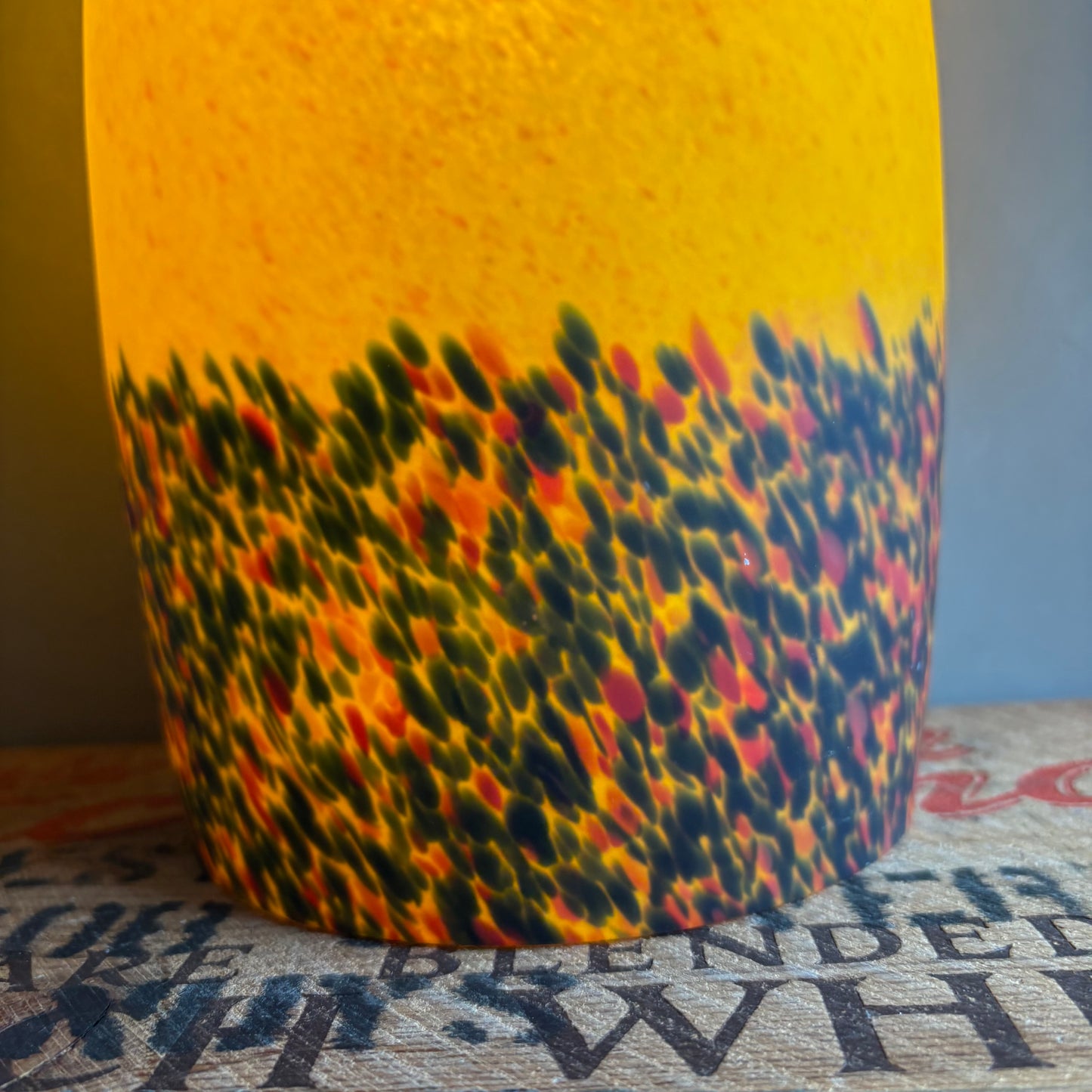 【1970s USA vintage】Yellow Speckled Glass Hanging Pendant Lamp