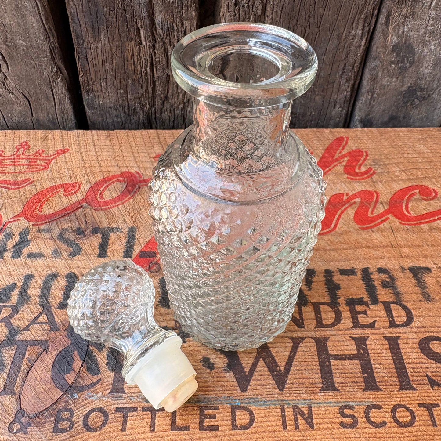 【1970s USA vintage】AVON Glass Bottle Diamond Cut Perfume Bottl