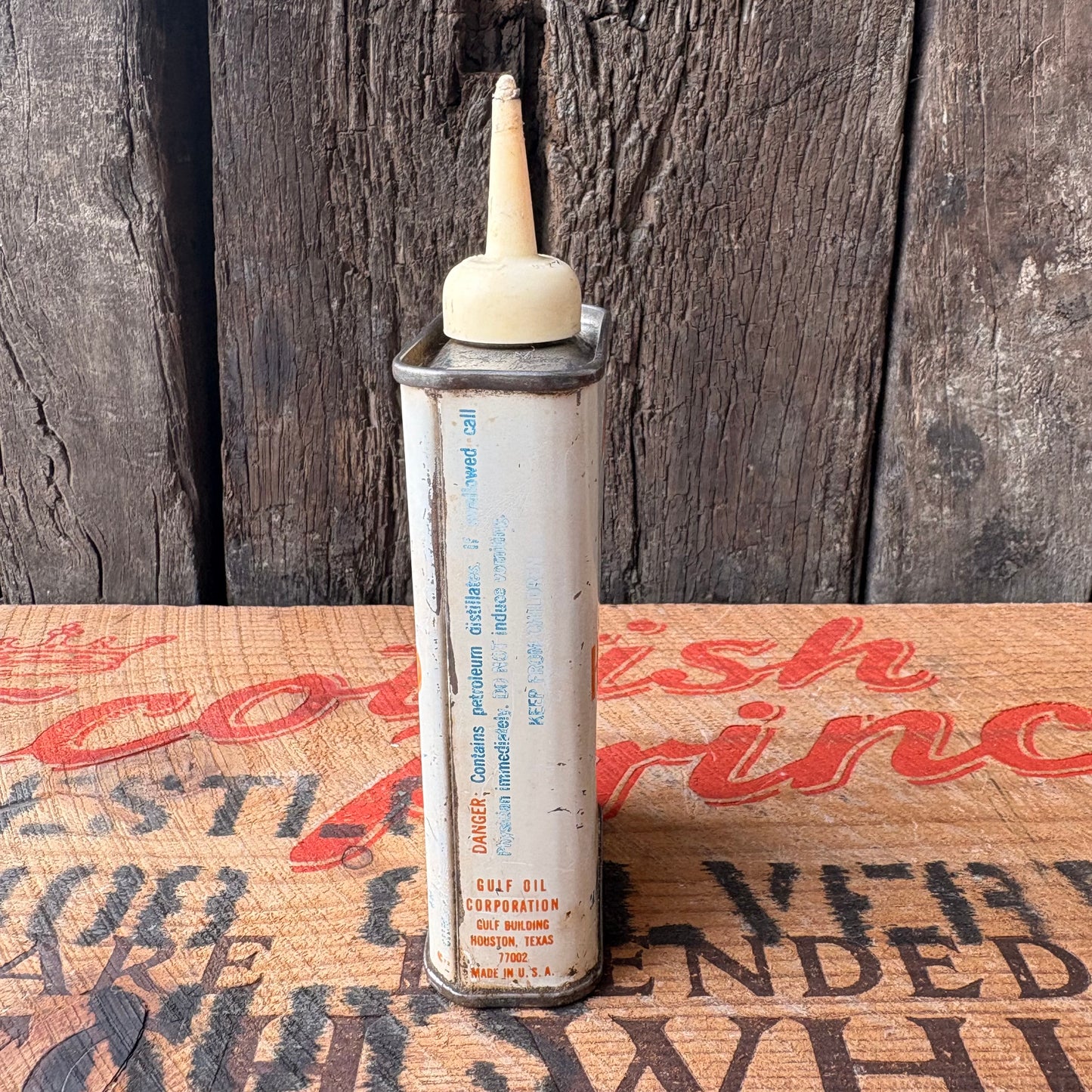 【1940-50s USA vintage】Gulf Household Oil Metal Can