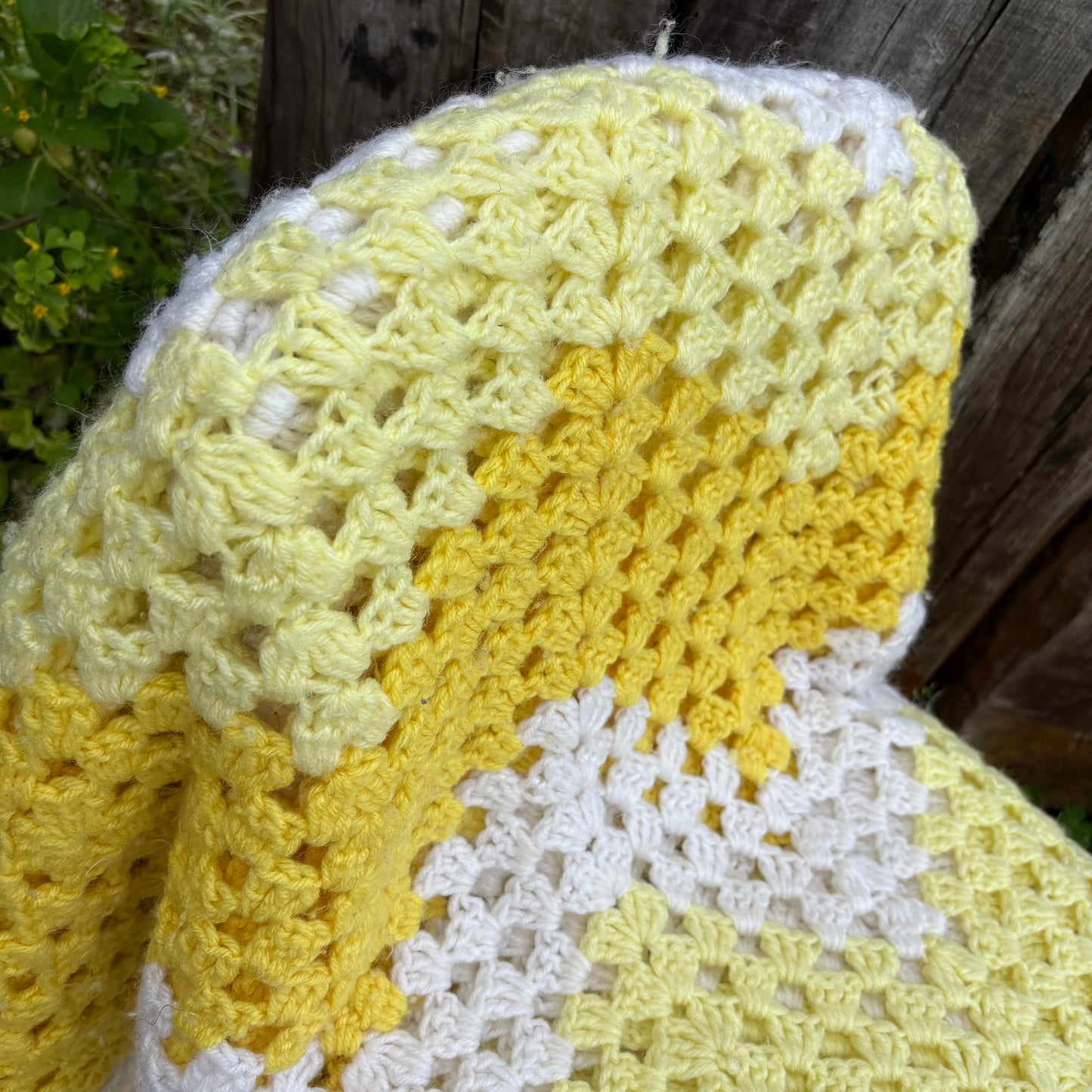 【USA vintage】Granny Blanket Yellow Zigzag