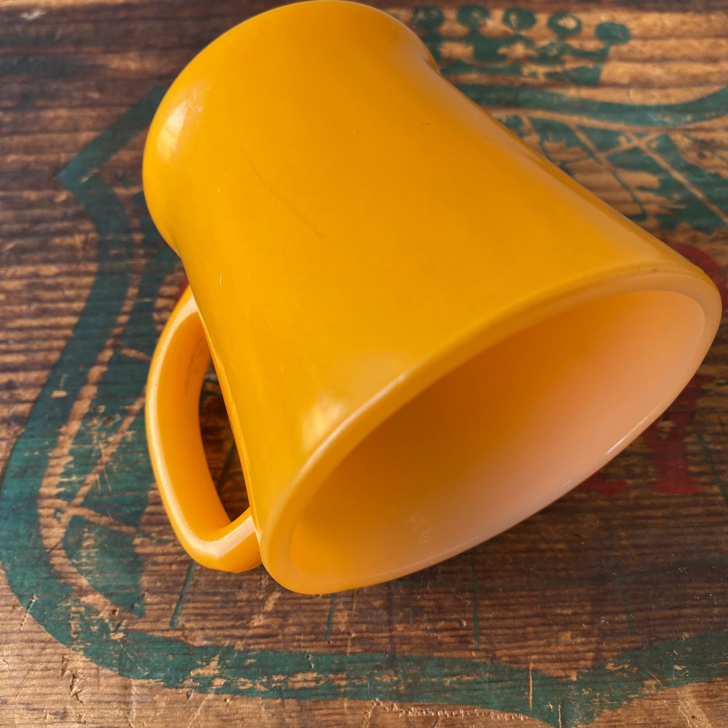 【1960s USA vintage】Fire-King D handle mug bright yellow