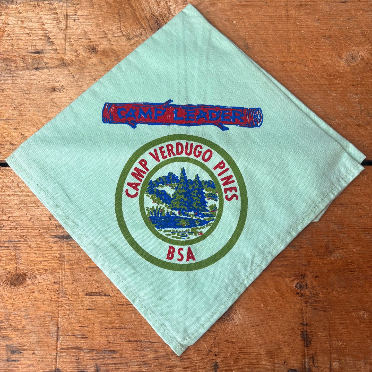 【1970s-1980s USA vintage】Camp Verdugo Pines BSA CAMP LEADER Bandana