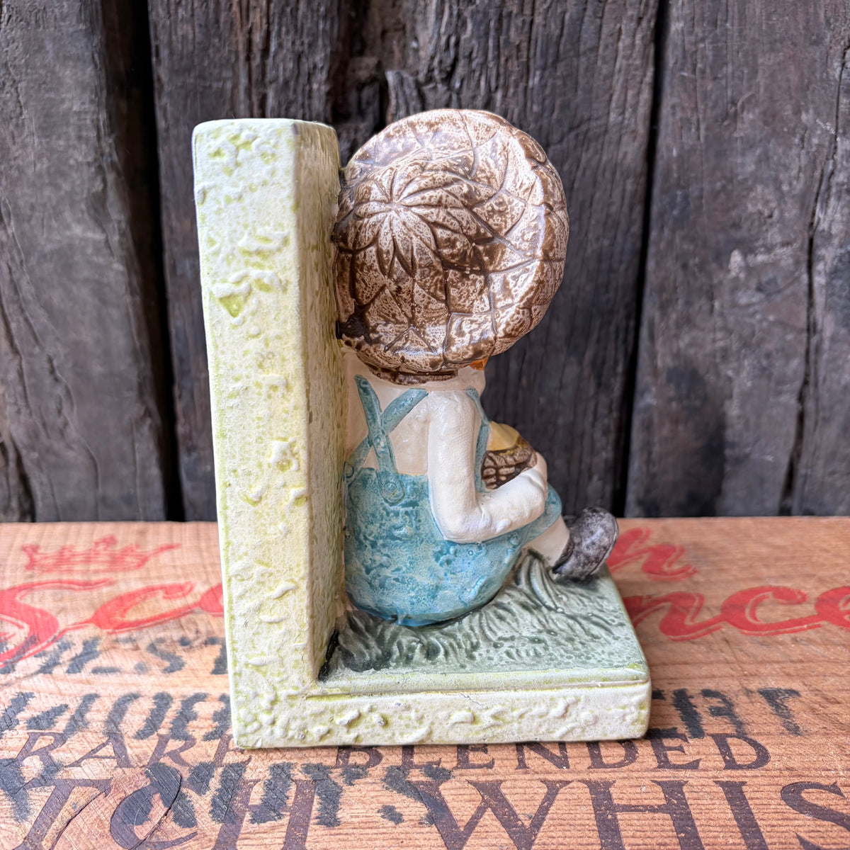 【1970s USA vintage】Country Child Ceramic Bookend