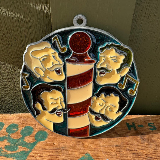 【USA vintage】stained glass ornament barber