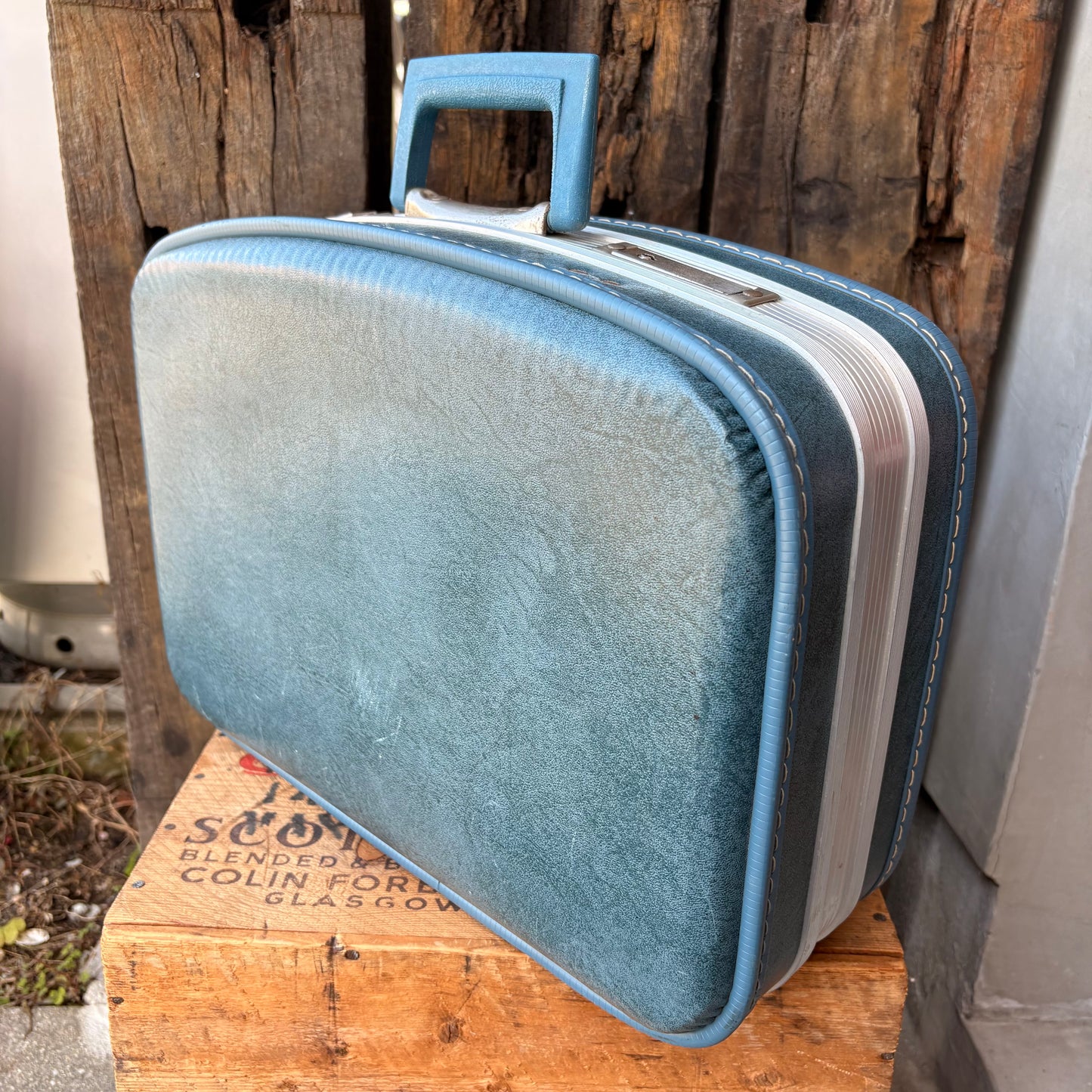 【1960s-1970s vintage】Blue Travel Suitcase