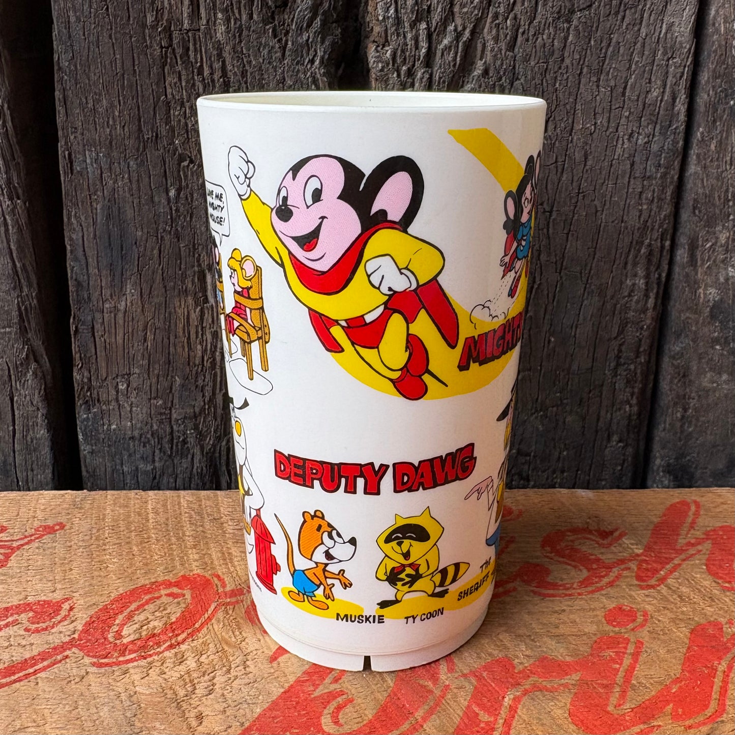 【1977 USA Vintage】DEKA Plastic Tumbler Cup MIGHTY MOUSE