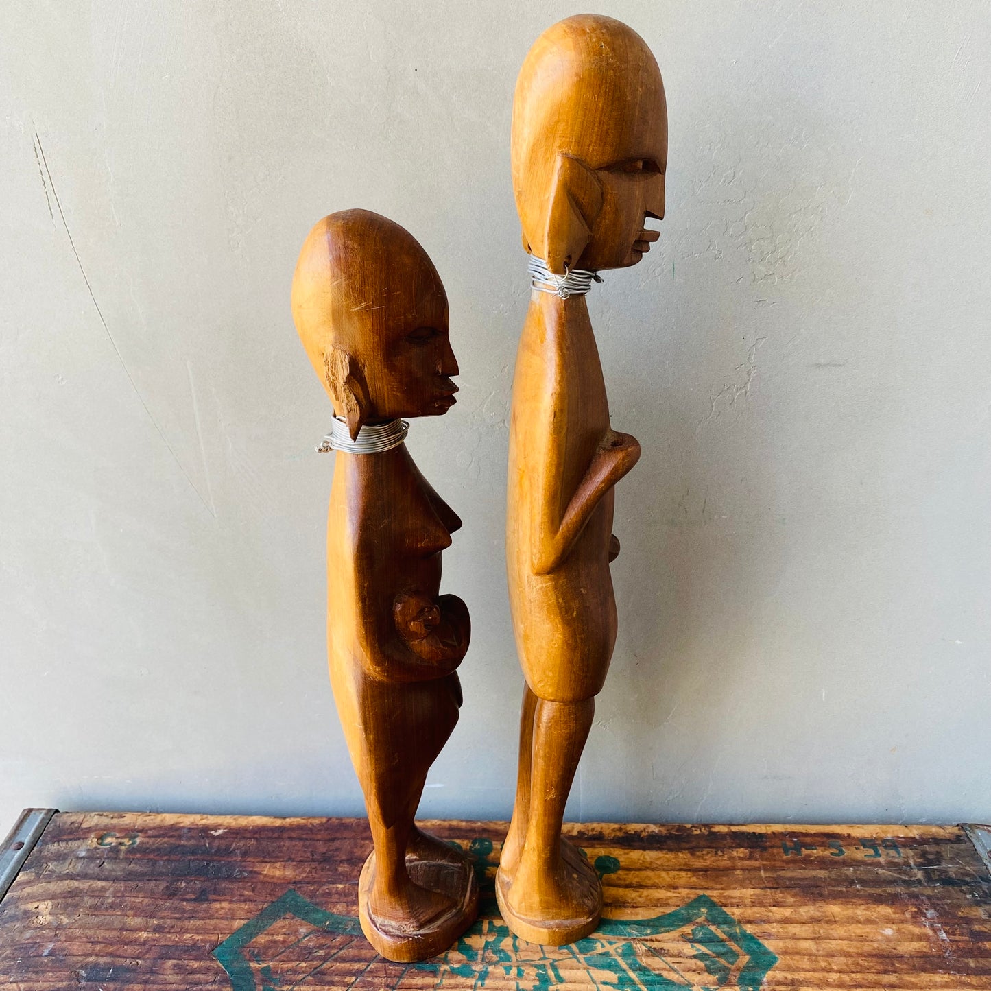 【1960s-1970s vintage】 Africa wood figure set