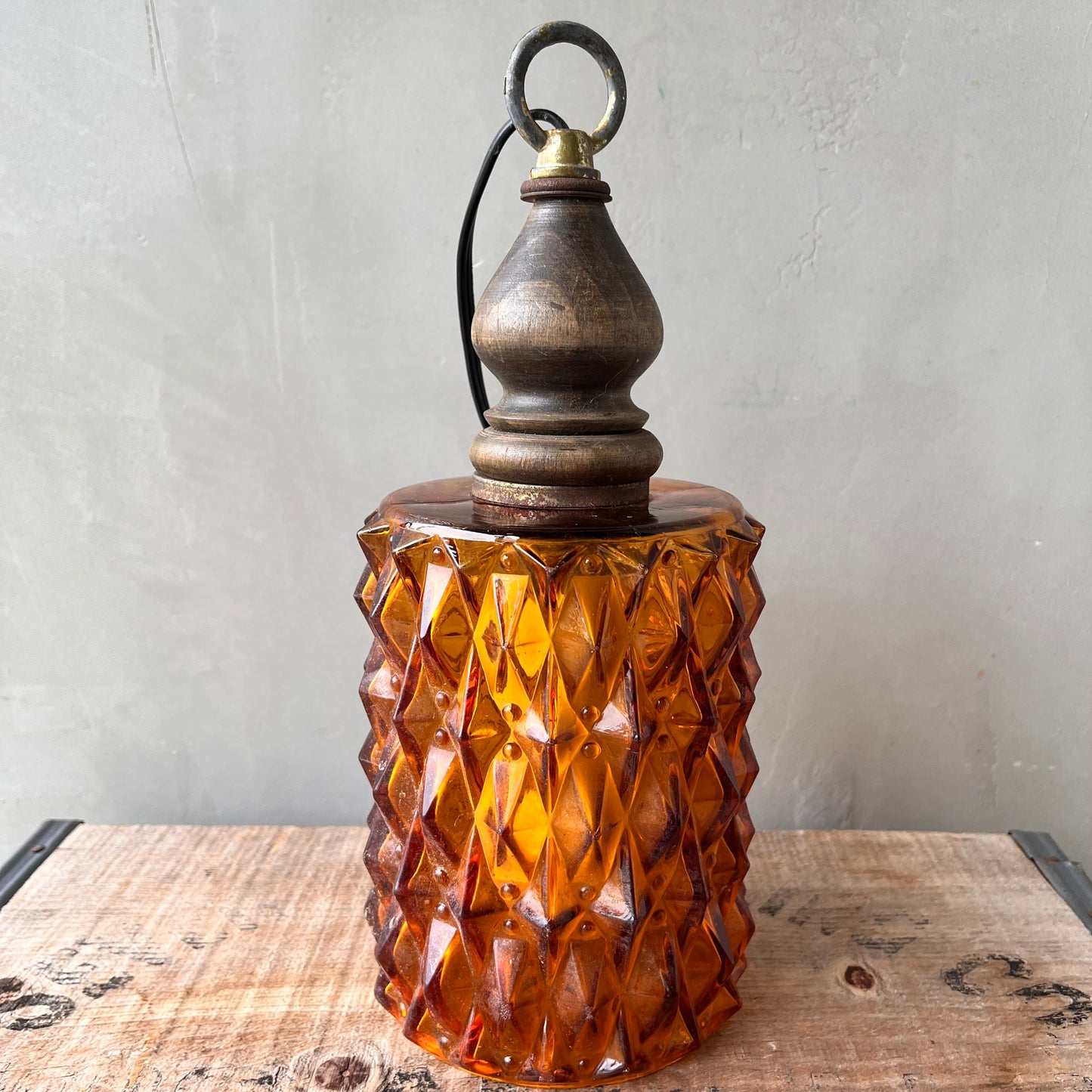 【USA vintage】Amber Glass Pendant Light