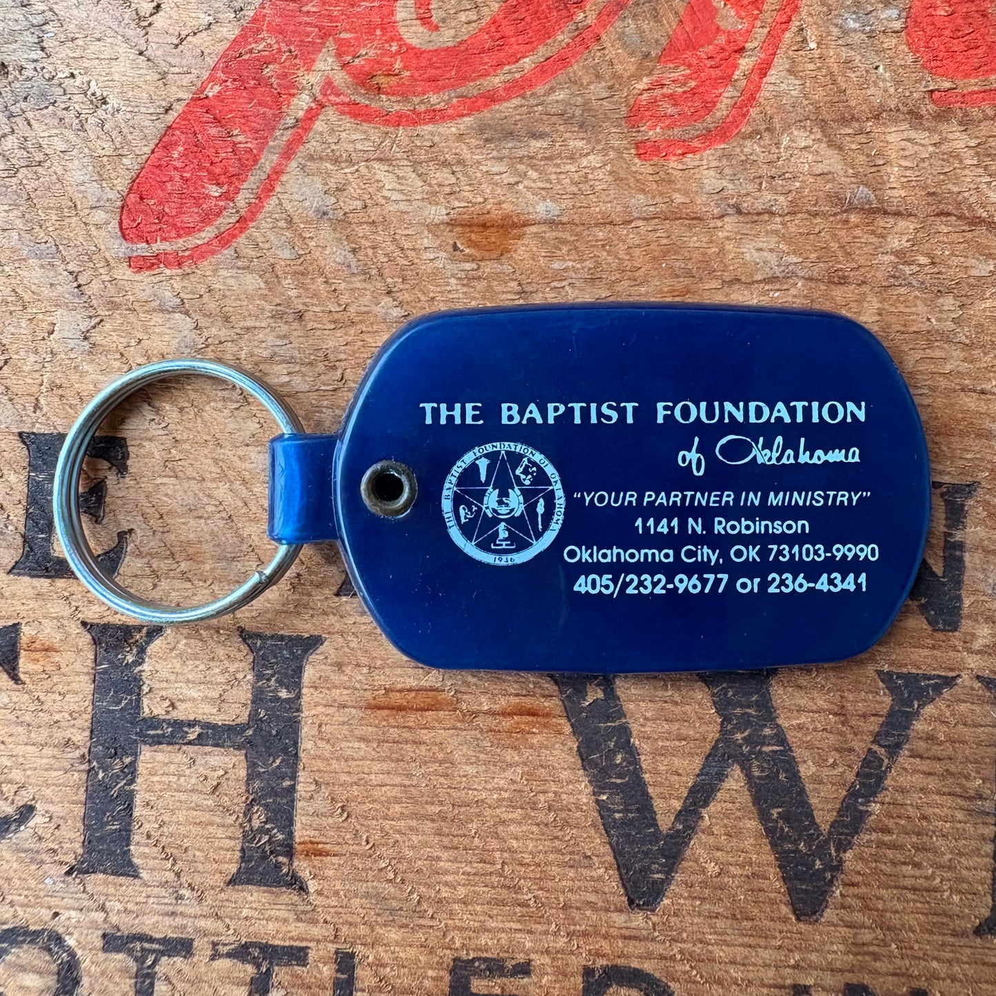 【1990s USA vintage】Key Ring THE BAPTIST FOUNDATION of Oklahoma