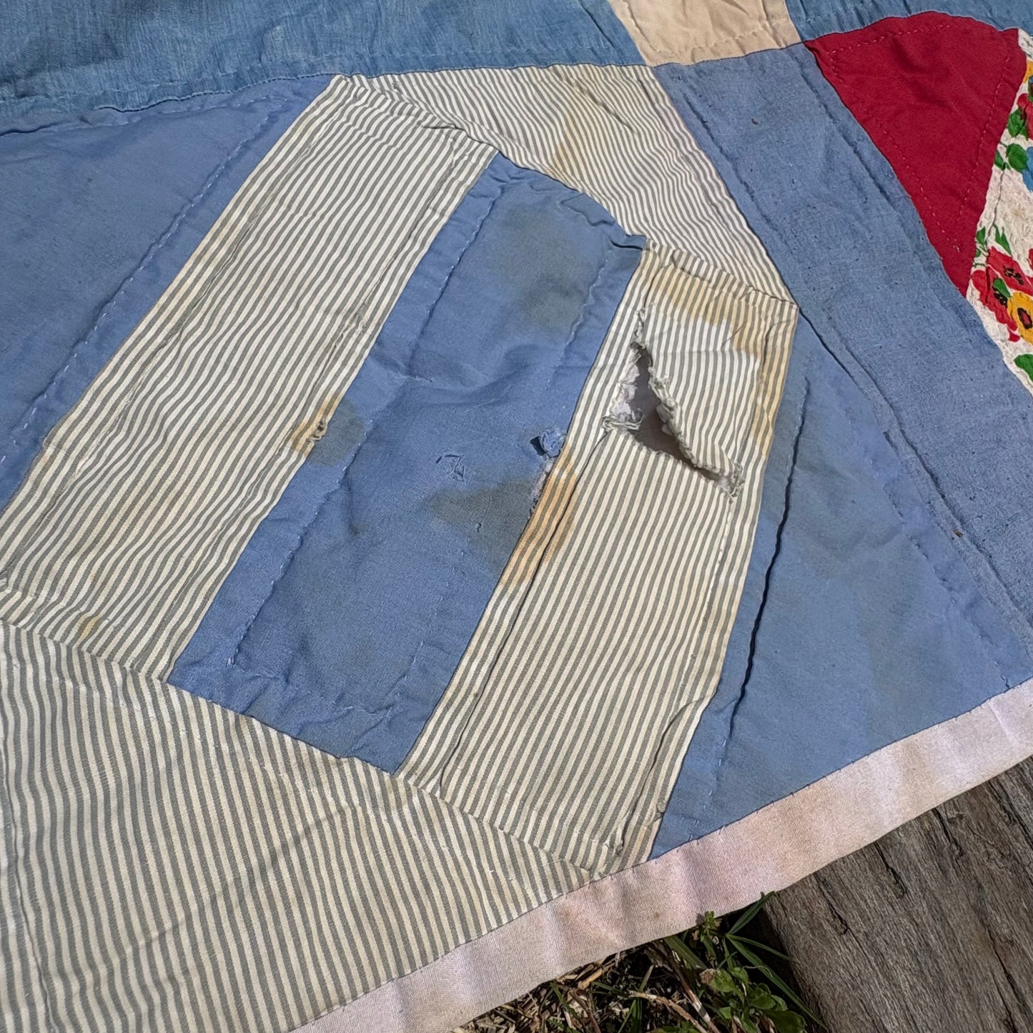 【USA Vintage】 Handmade Patchwork Quilt
