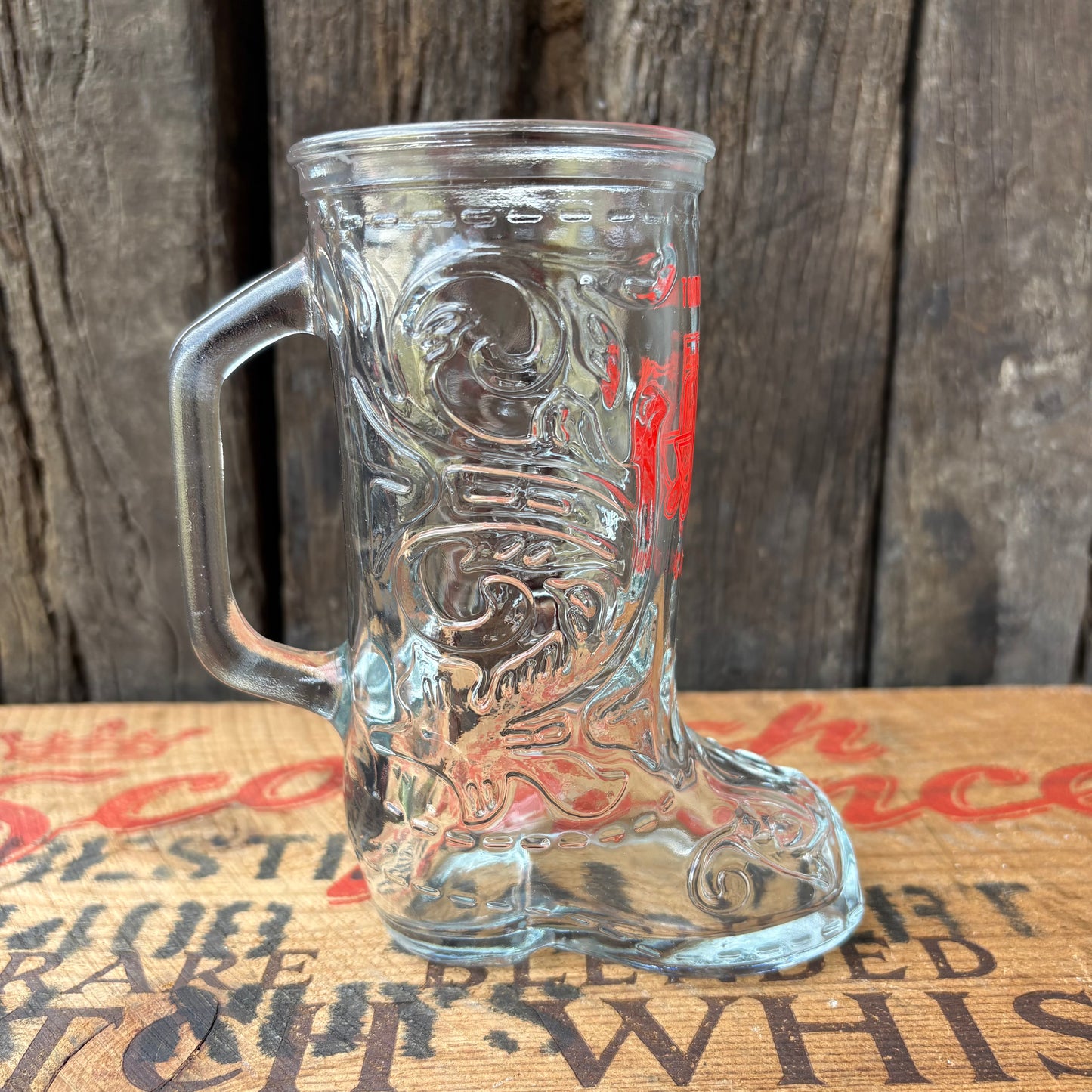 【1970s-1980s USA vintage】Texas Loosey's boots glass
