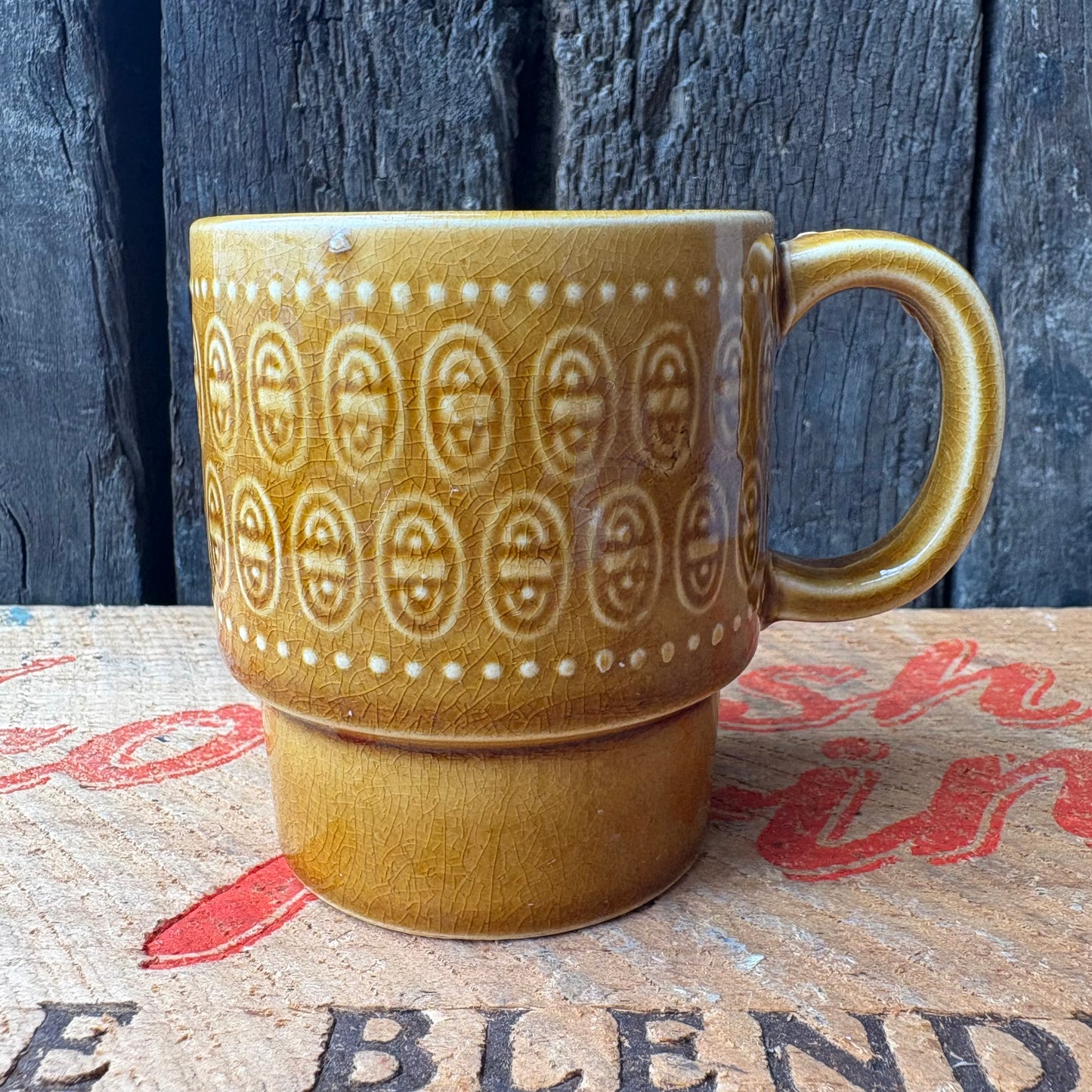【1970s vintage】JAPAN stacking mug camel brown