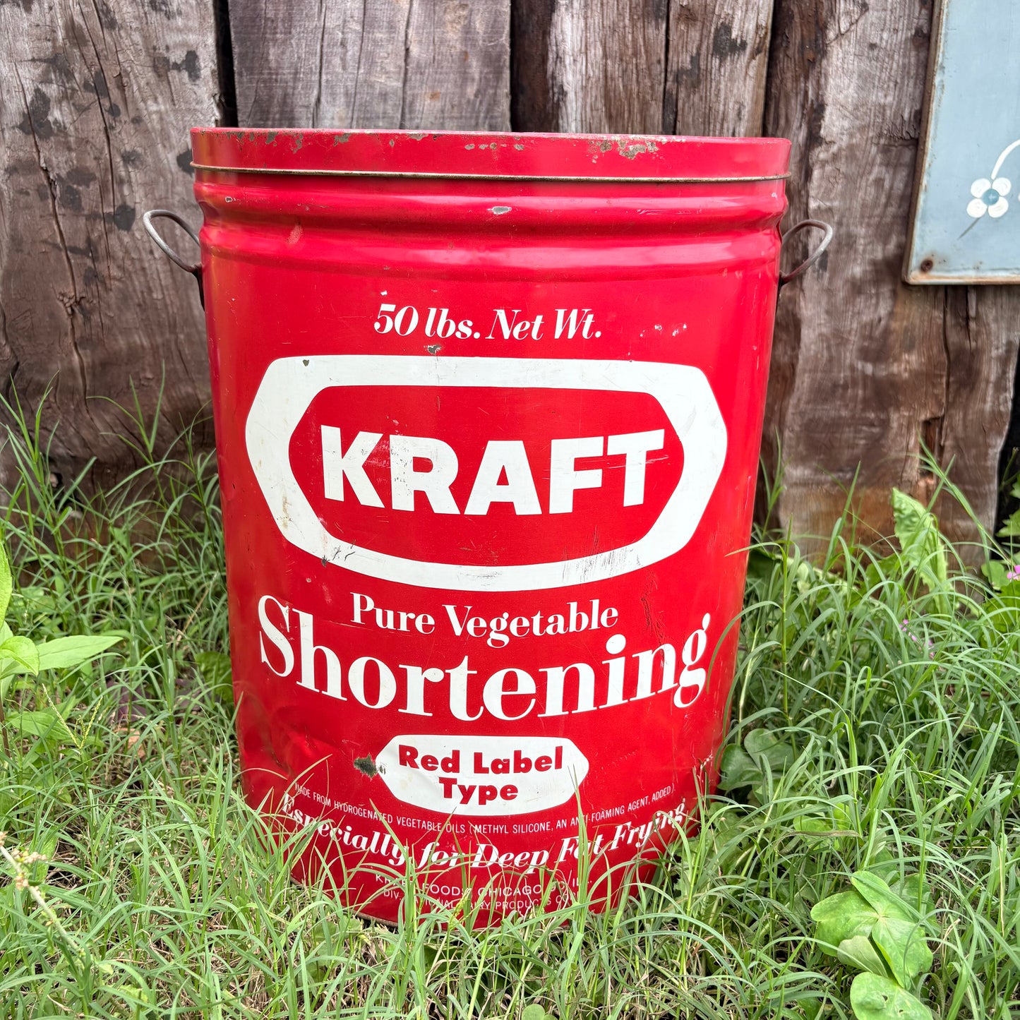 【1950s-1960s USA vintage】KRAFT Pure Vegetable Shortening 50lb Tin Can