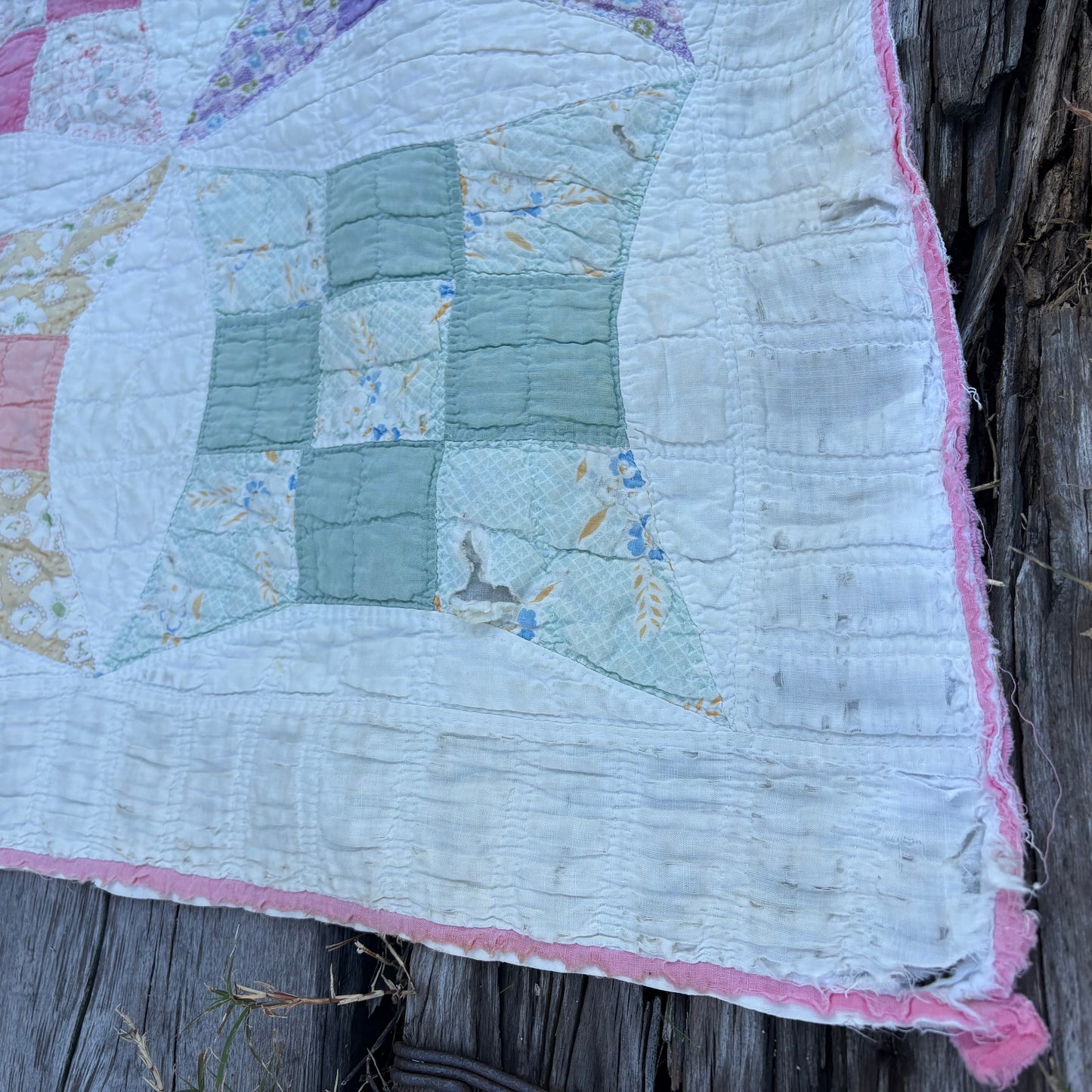 【USA vintage】feed sack antique quilt