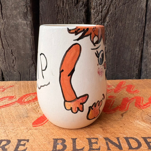 【1970s USA Vintage】 Hand-Painted Girl Character Mug