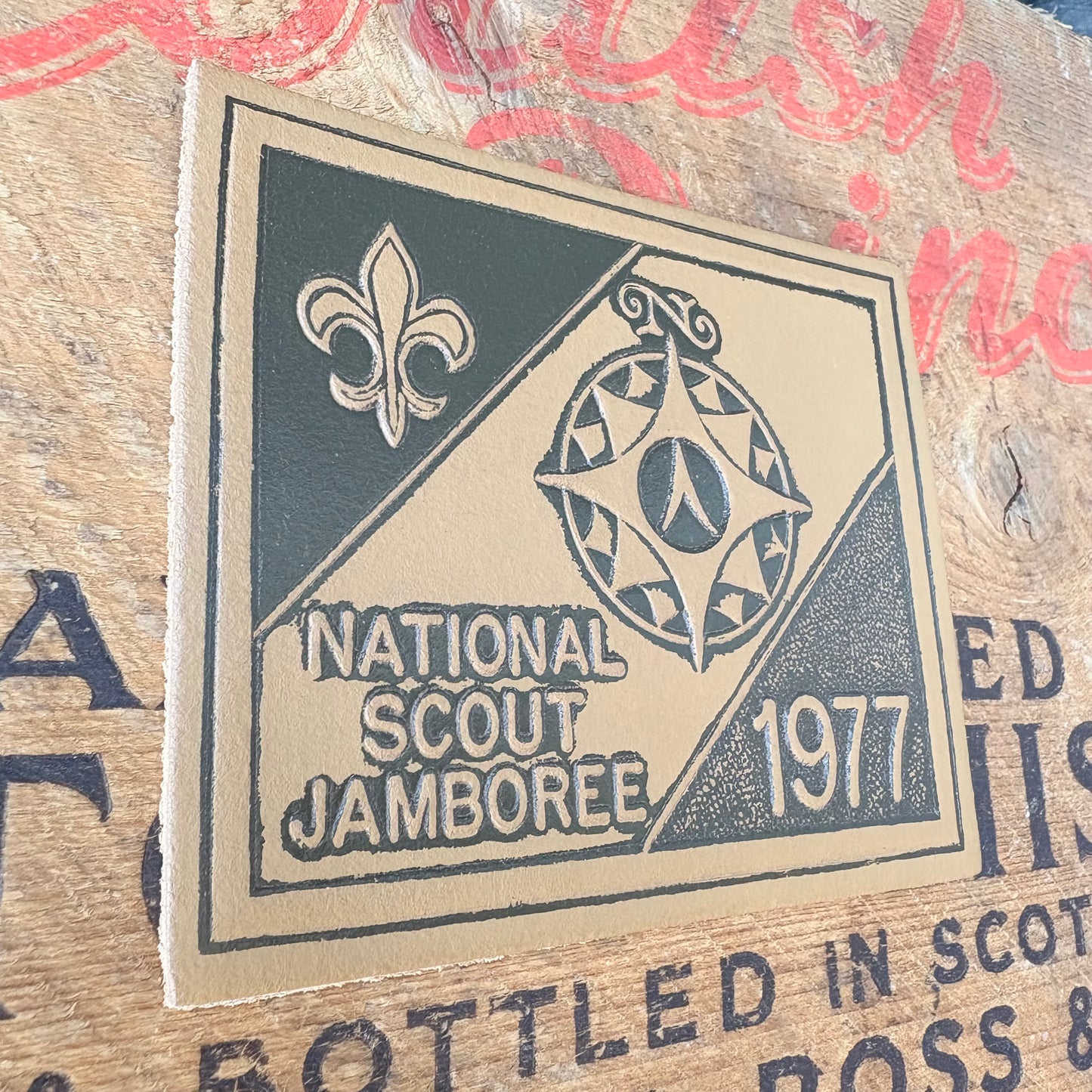 【1970s USA vintage】BOY SCOUT NATIONAL SCOUT JAMBOREE 1977 Leather Emblem