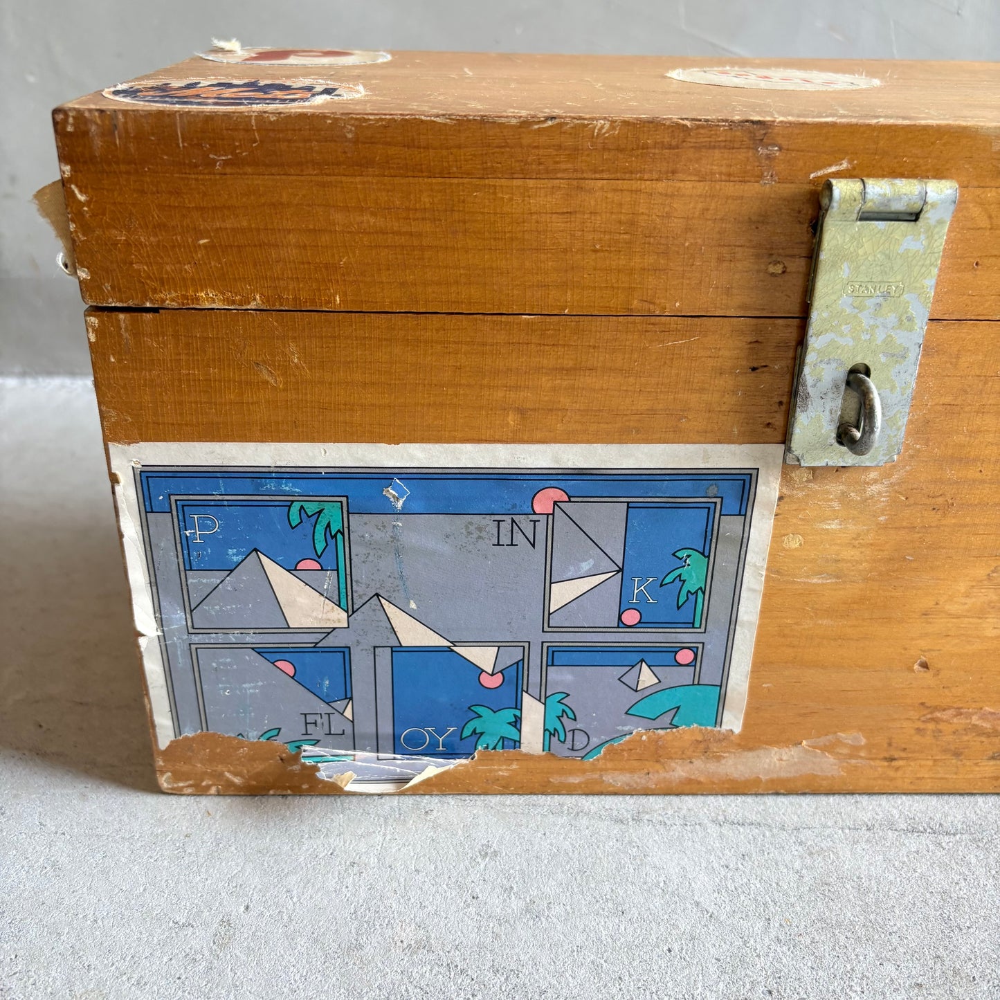 【1970s USA vintage】Handmade Baseball Sticker Wooden Box