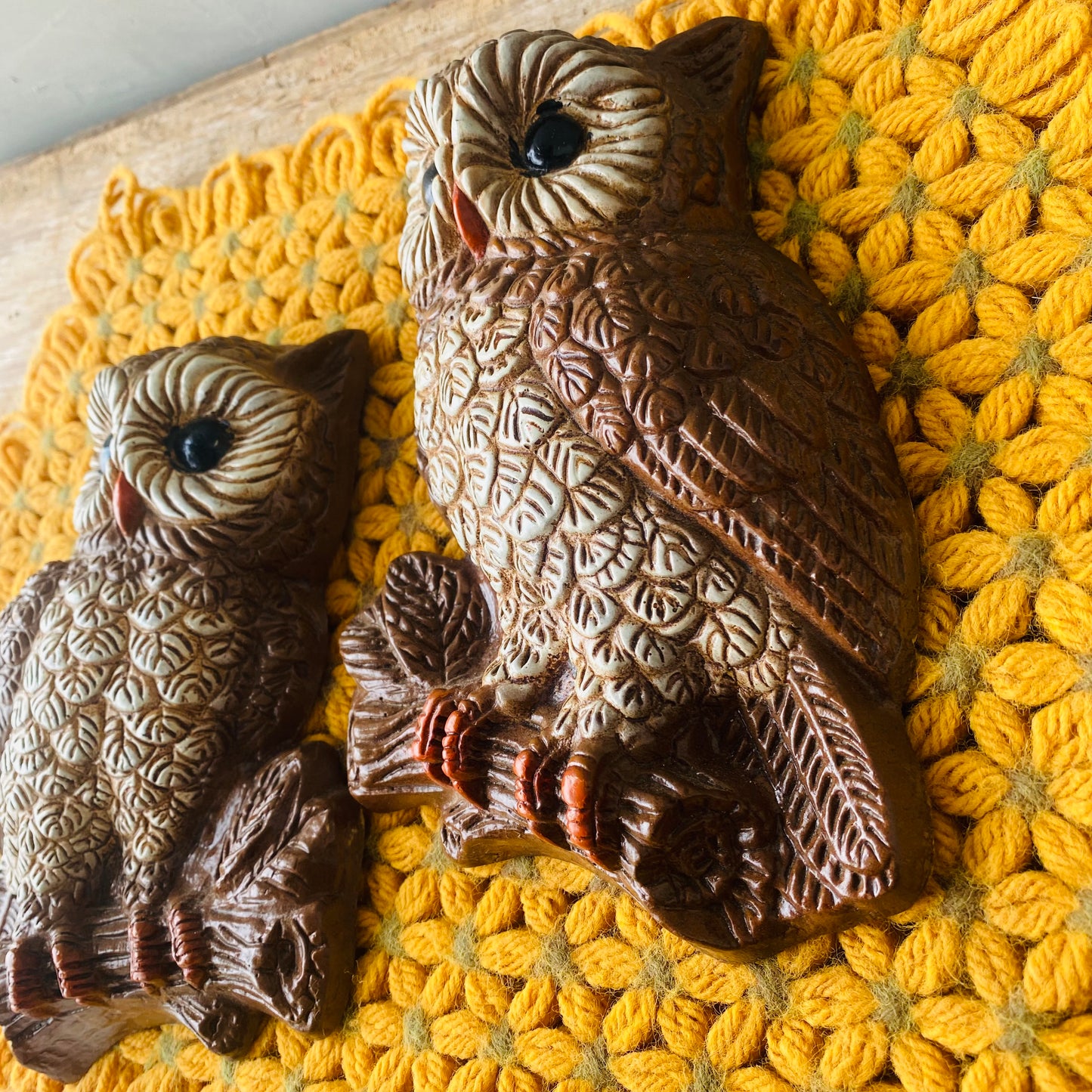 【1970s USA vintage】owl wall deco フクロウの壁掛け ペア