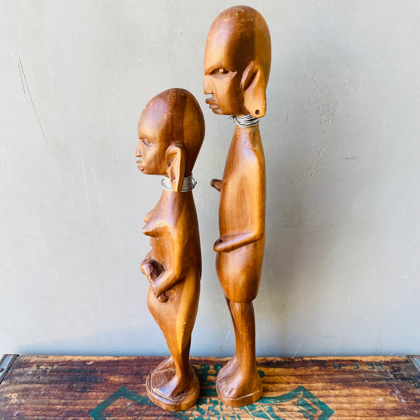 【1960s-1970s vintage】 Africa wood figure set