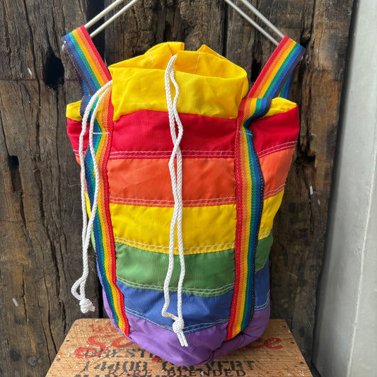 【1970s vintage】Rainbow Stripe Nylon Kids Backpack