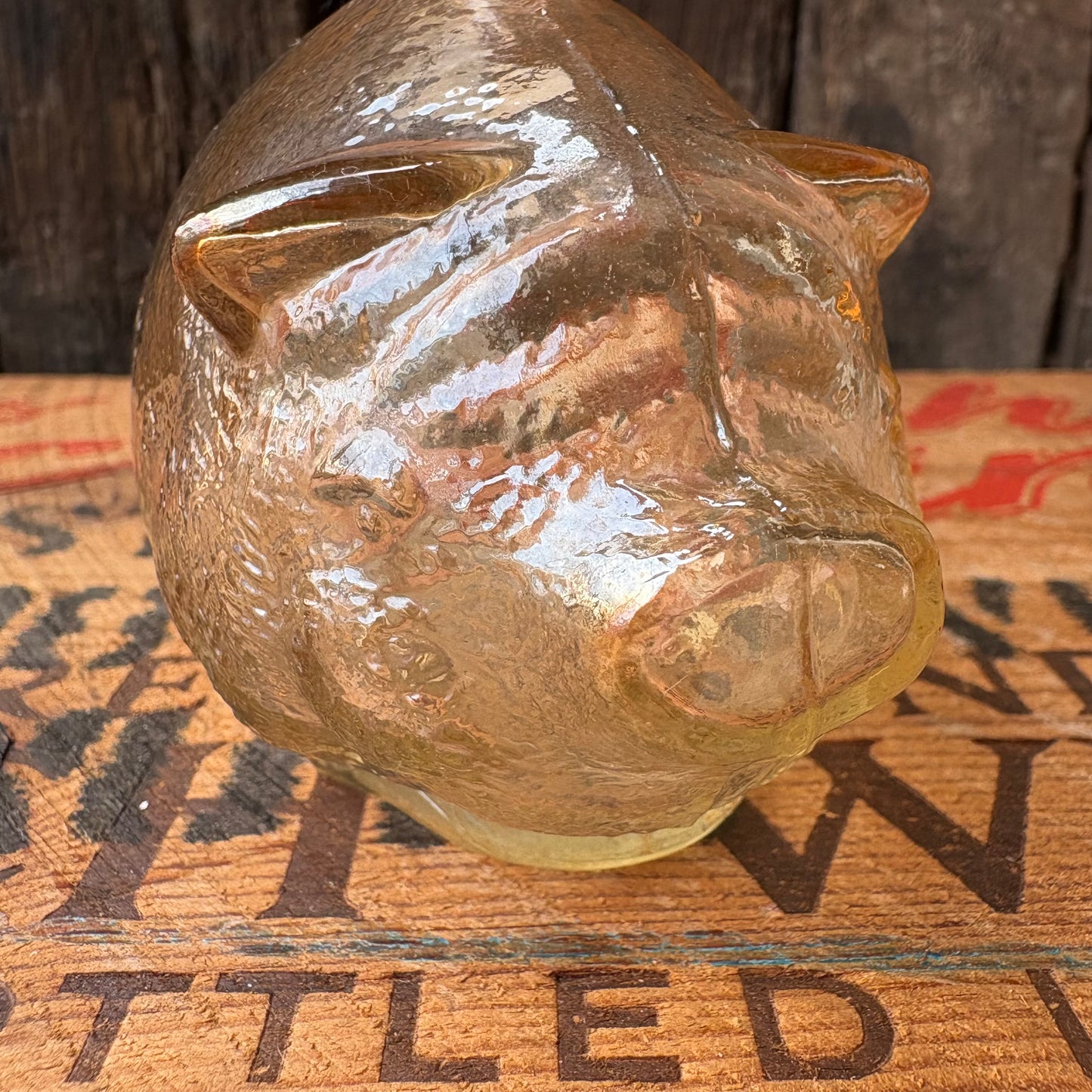 【1950s-1980s USA vintage】Anchor Hocking Glass Piggy Bank