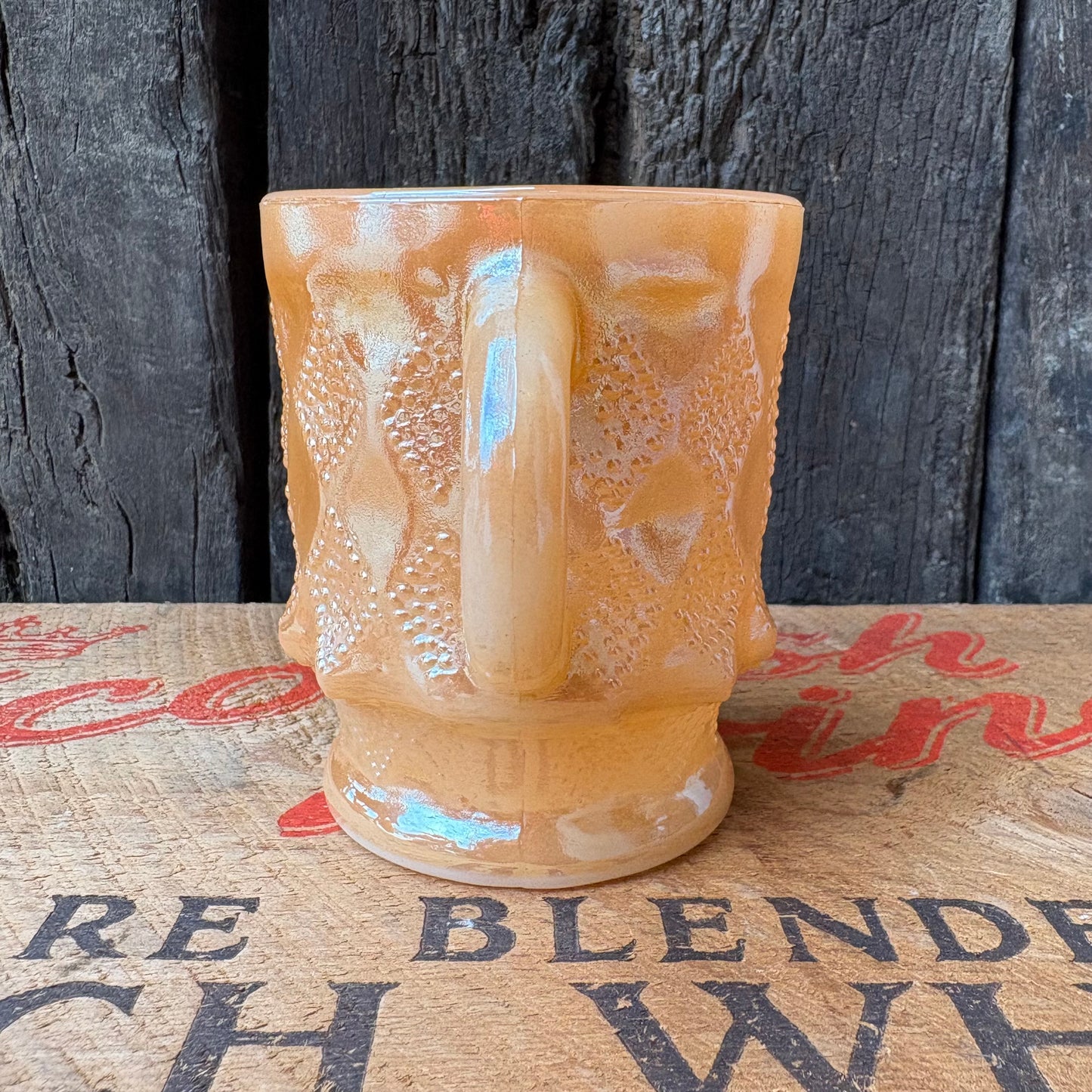 【1960s-1976 USA vintage】Fire-King Kimberley mug Peach Lustre