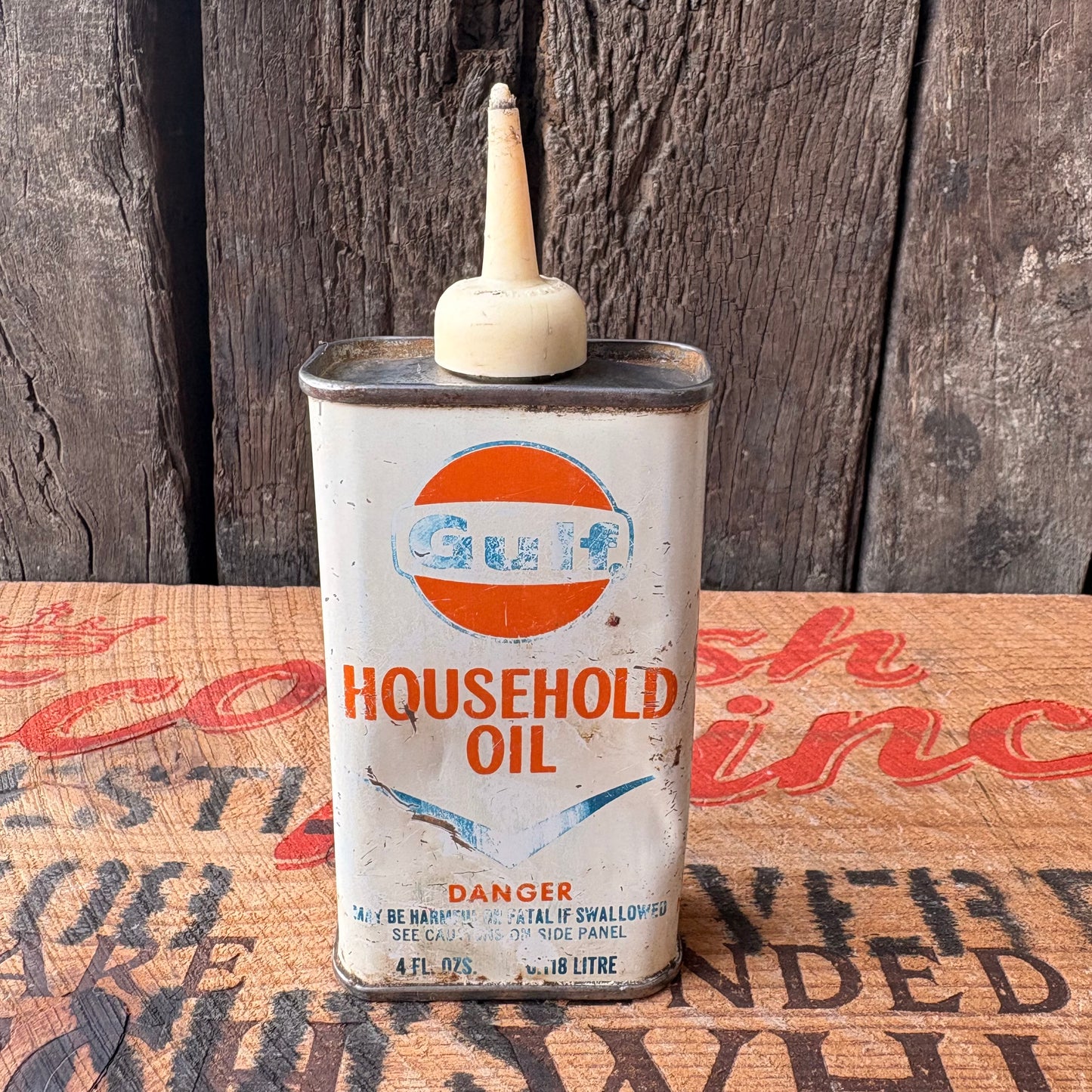 【1940-50s USA vintage】Gulf Household Oil Metal Can