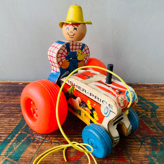 【1961 USA vintage】FISHER・PRICE tractor pull toy
