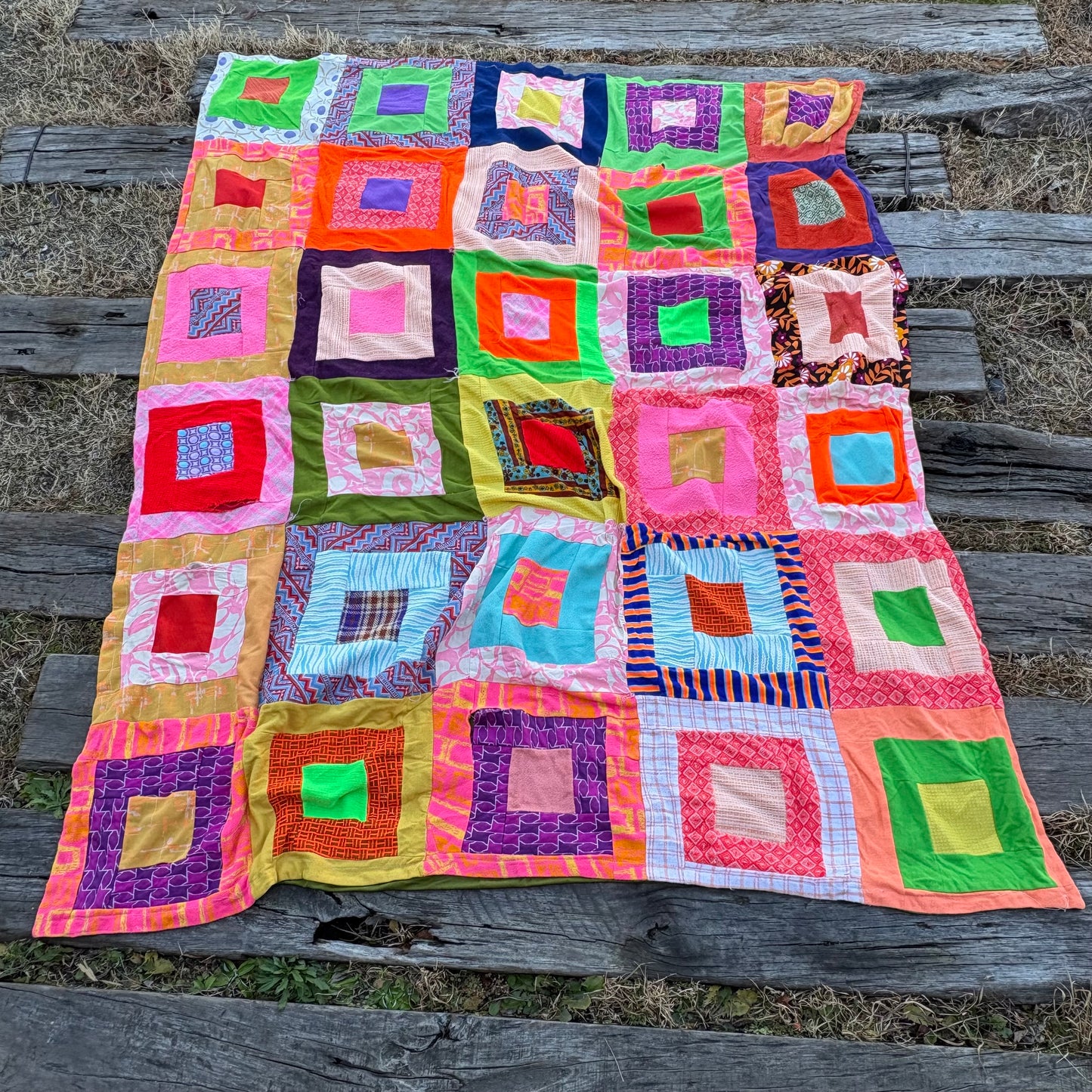 【USA vintage】Psychedelic Patchwork quilt
