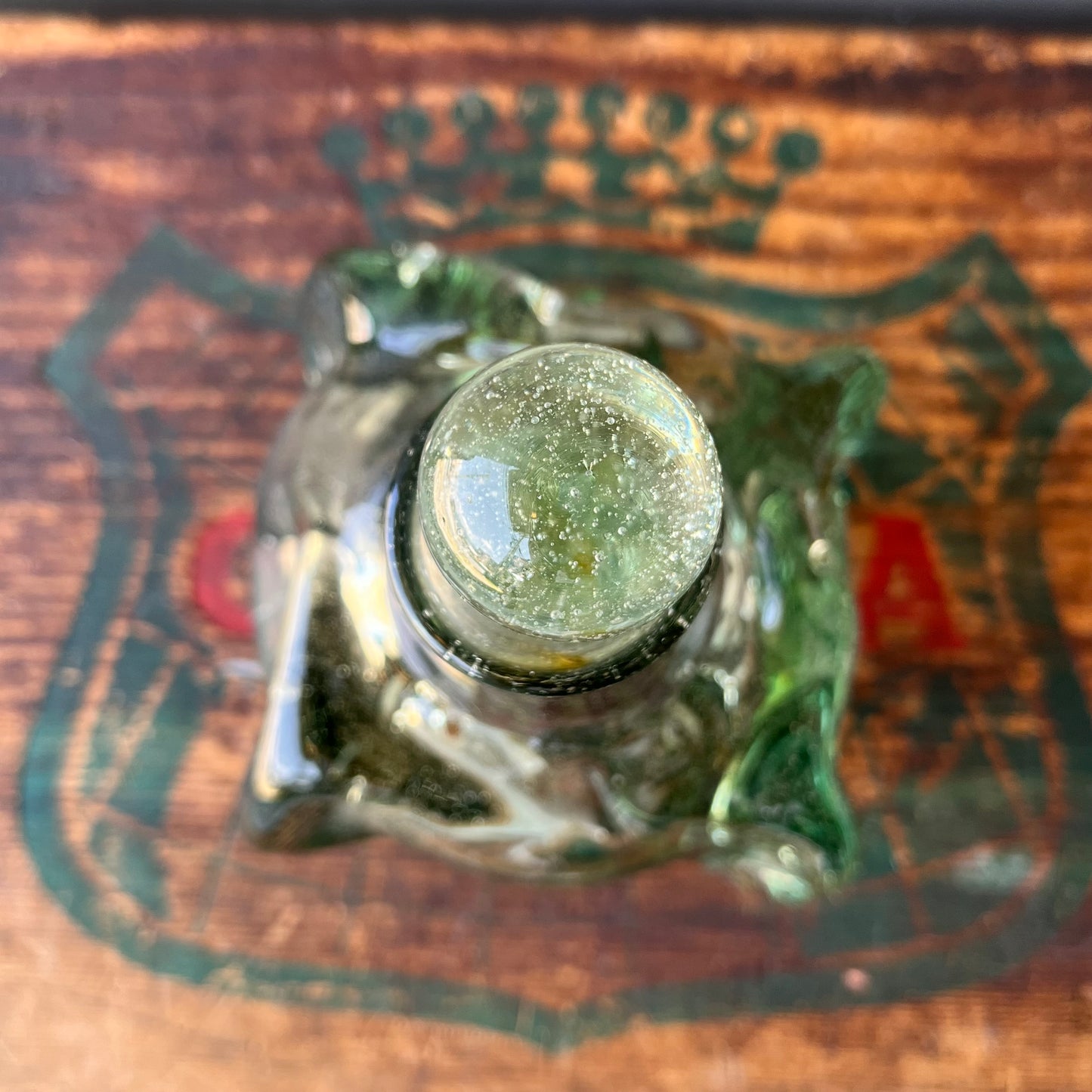 【USA vintage】Whiskey Decanter Green Glass