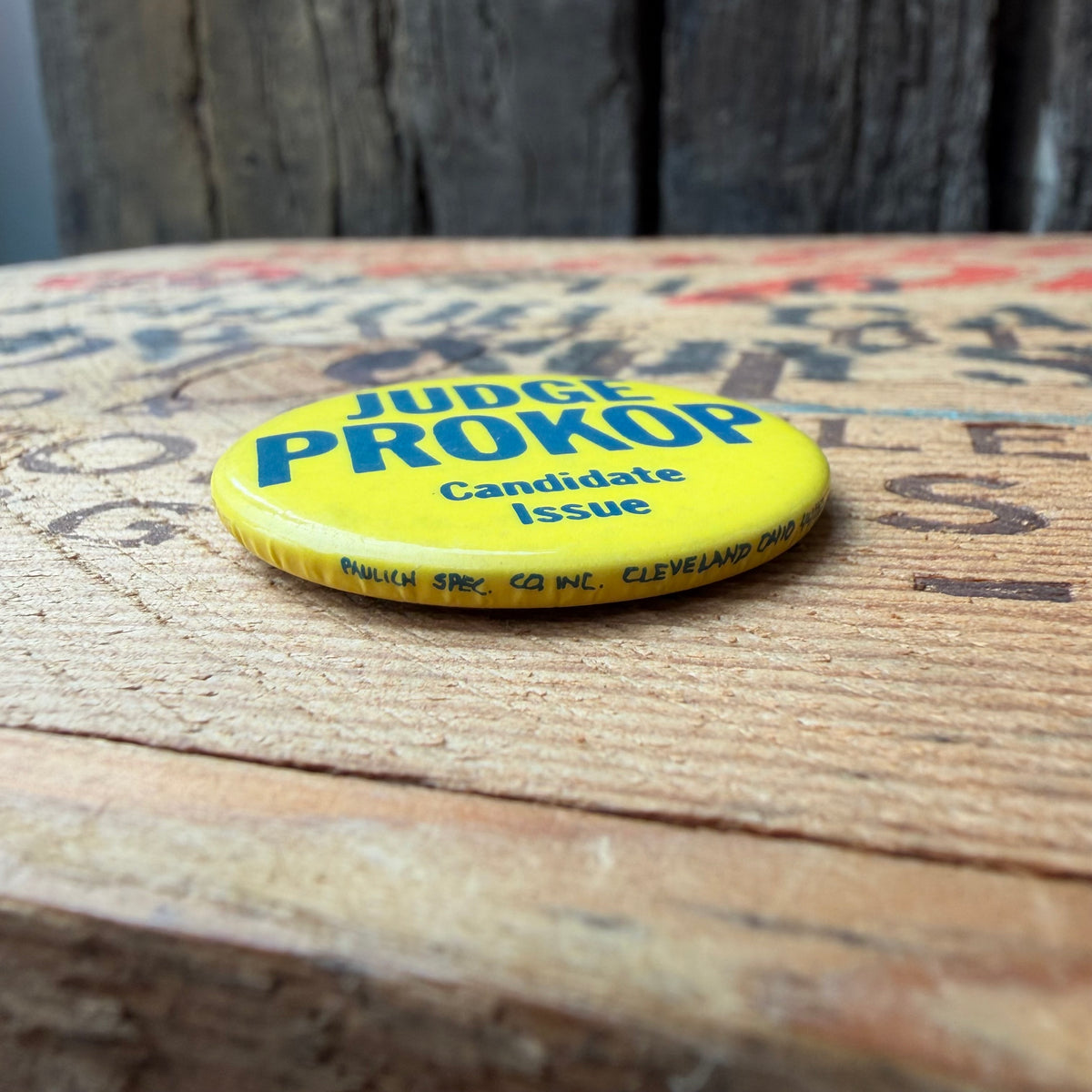 【USA vintage】JUDGE PROKOP Candidate Issue Political Campaign Pinback Button
