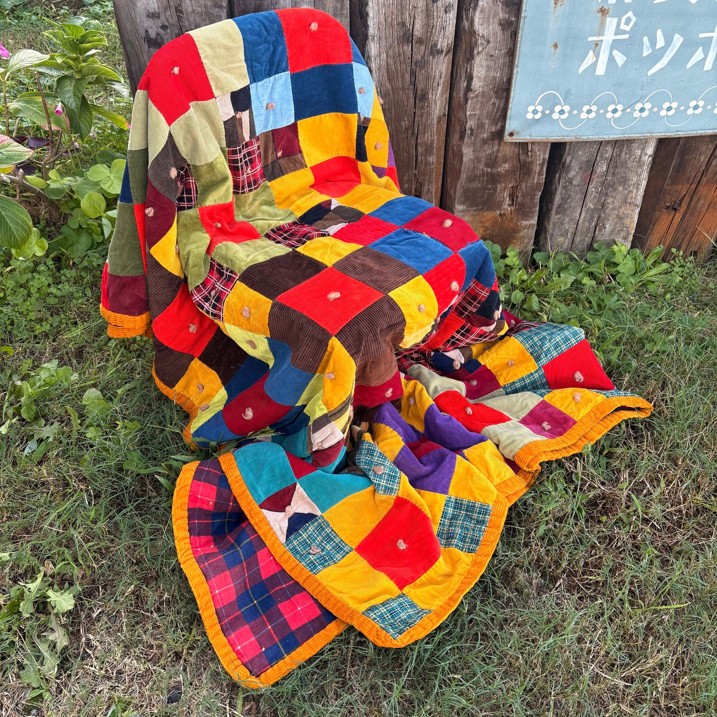 【USA Vintage】 Handmade Patchwork Quilt Blanket